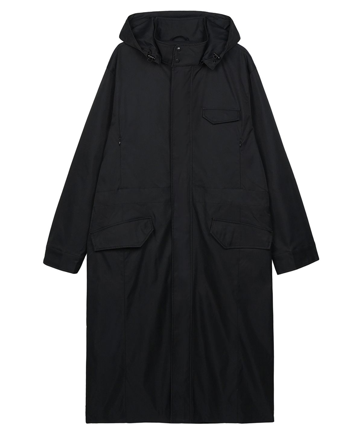 이예(YIYAE) Detachable Hood Long Cover Coat Black