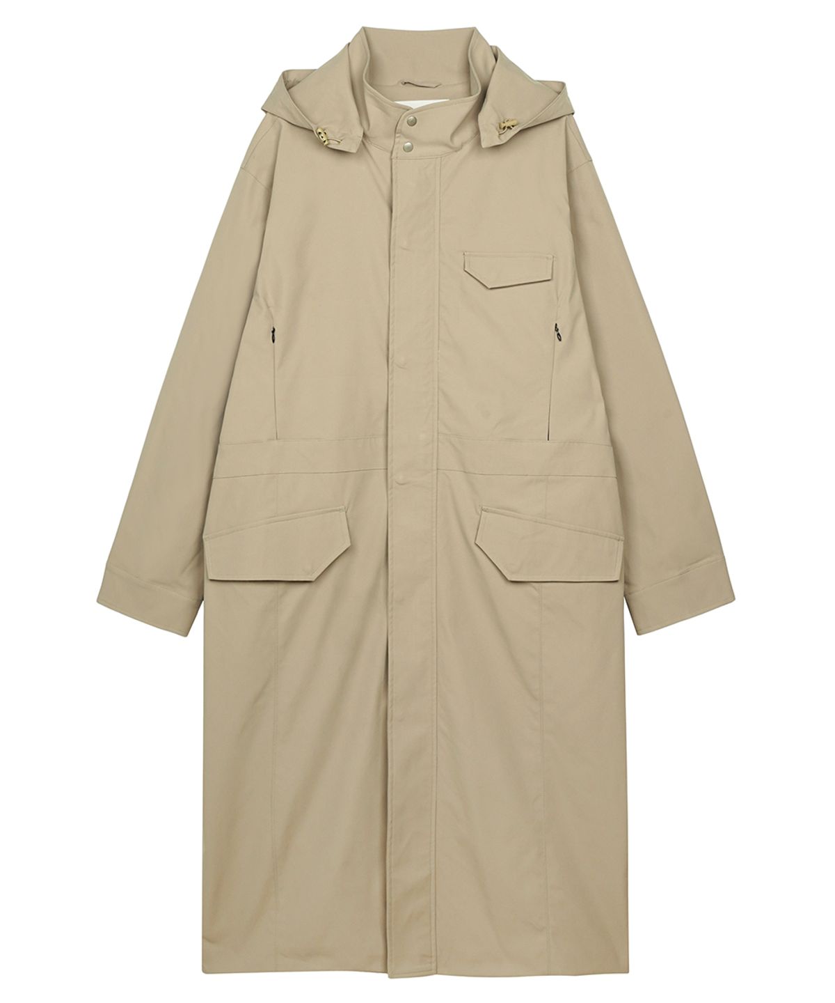 이예(YIYAE) Detachable Hood Long Cover Coat Beige