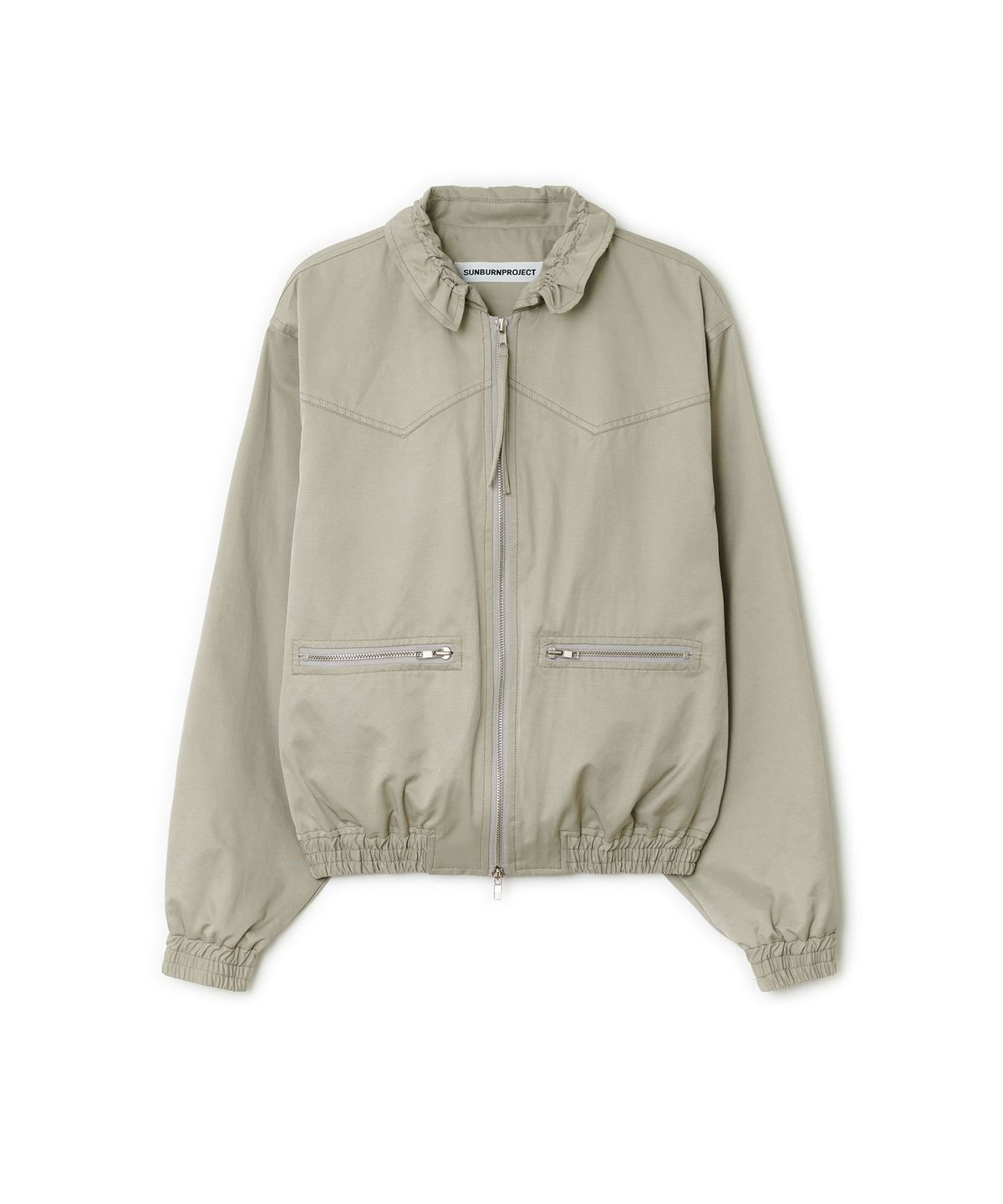 썬번프로젝트(SUNBURNPROJECT) String Bomber Shirring Jacket, KHAKI BEIGE