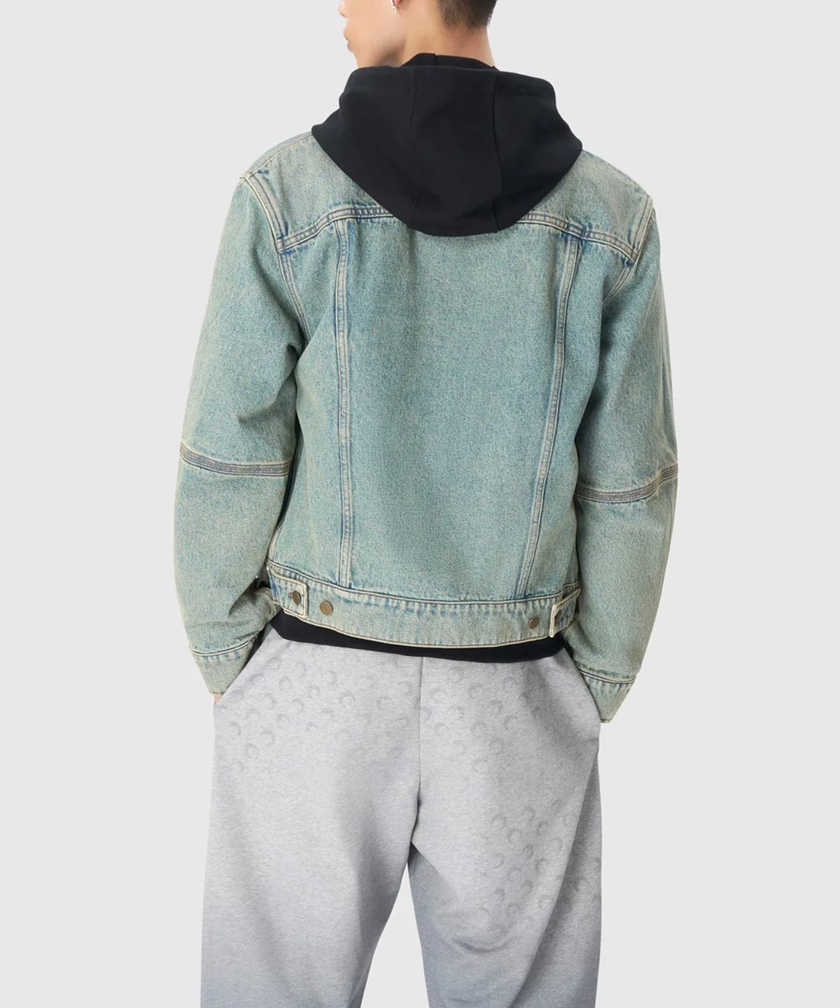마린 세르(MARINE SERRE) (M) 문 레이저 데님 트러커 자켓 라이트 베이지 MOON LASER DENIM TRUCKER JACKET LIGHT BEIGE