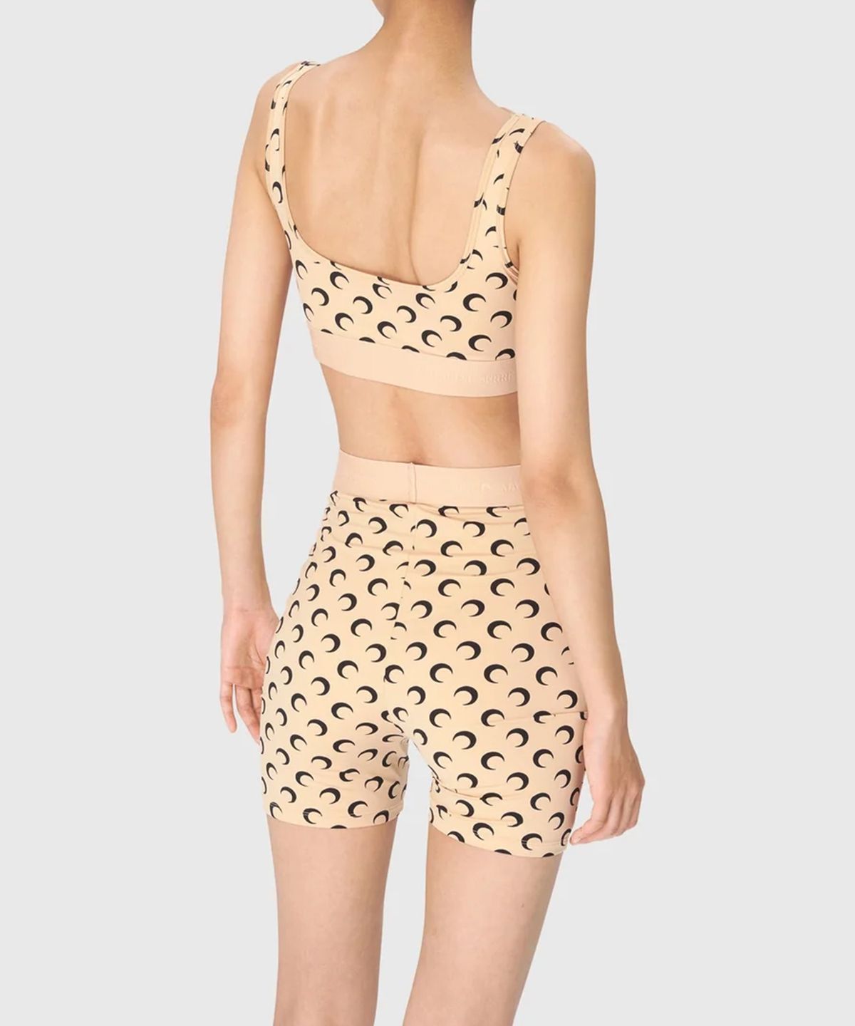 마린 세르(MARINE SERRE) (W) 리사이클드 문 저지 미니 쇼츠 탄 RECYCLED MOON JERSEY MINI SHORTS TAN