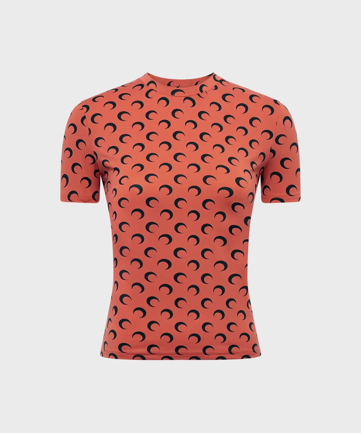 마린 세르(MARINE SERRE) (W) 리사이클드 문 저지 숏 슬리브 탑 레드 RECYCLED MOON JERSEY SS SHORT SLEEVES TOP RED