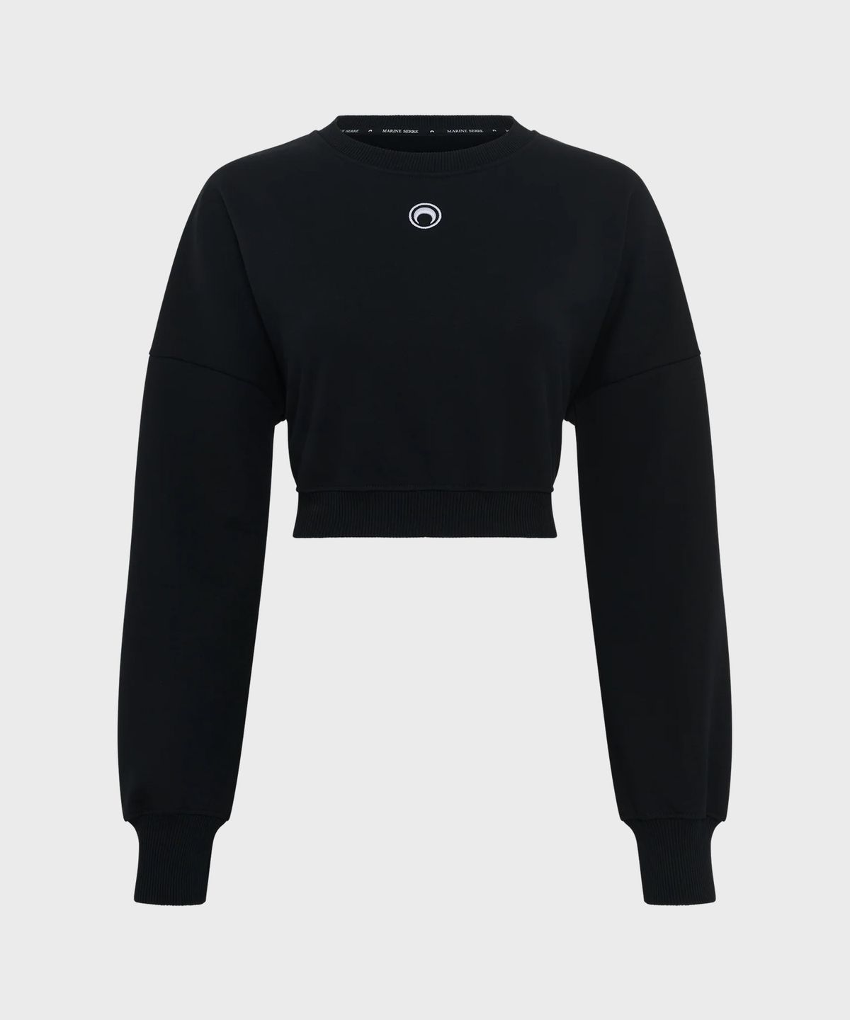 마린 세르(MARINE SERRE) (W) 문 로고 플리스 크롭 스웨트셔츠 블랙 MOON LOGO FLEECE CROPPED SWEATSHIRT BLACK