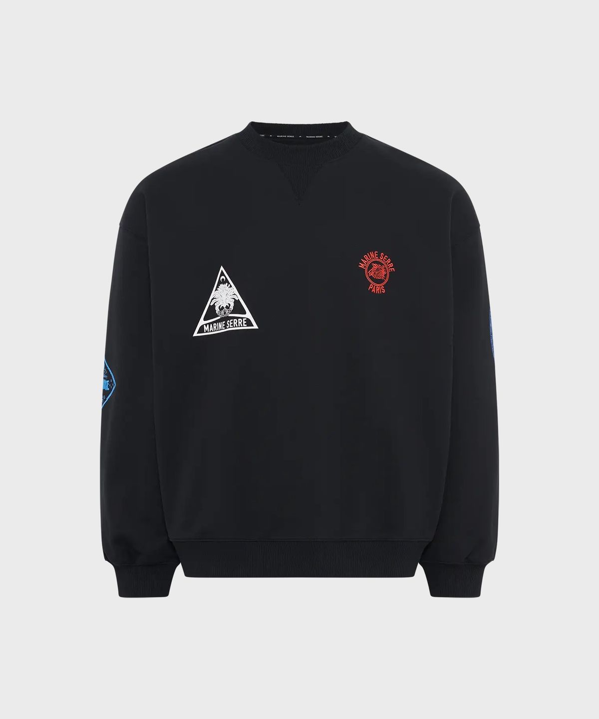 마린 세르(MARINE SERRE) (U) 수베니어 플리스 오버사이즈 스웨트셔츠 블랙 SOUVENIR FLEECE OVERSIZED SWEATSHIRT BLACK