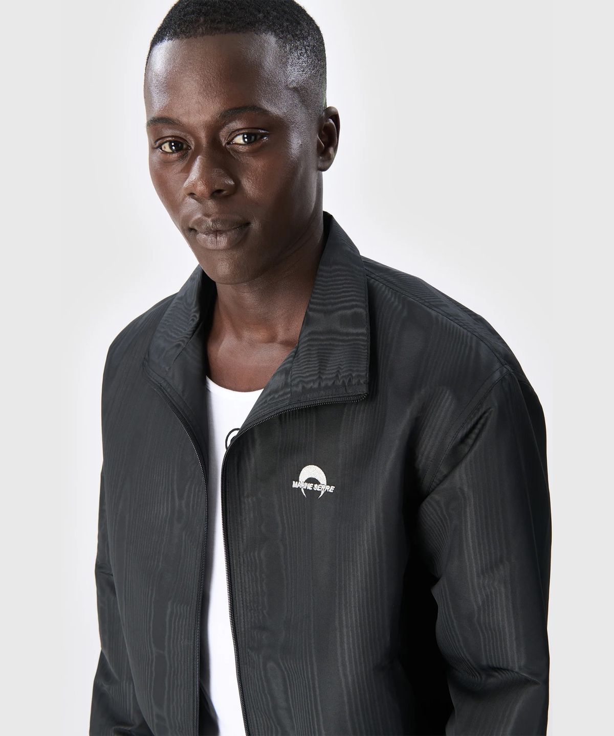 마린 세르(MARINE SERRE) (U) 리사이클드 나일론 트랙 자켓 블랙 RECYCLED NYLON TRACK JACKET BLACK
