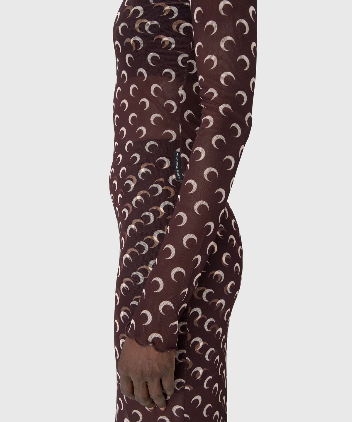 마린 세르(MARINE SERRE) (W) 리사이클드 문 메쉬 롱 드레스 브라운 RECYCLED MOON MESH LONG DRESS BROWN