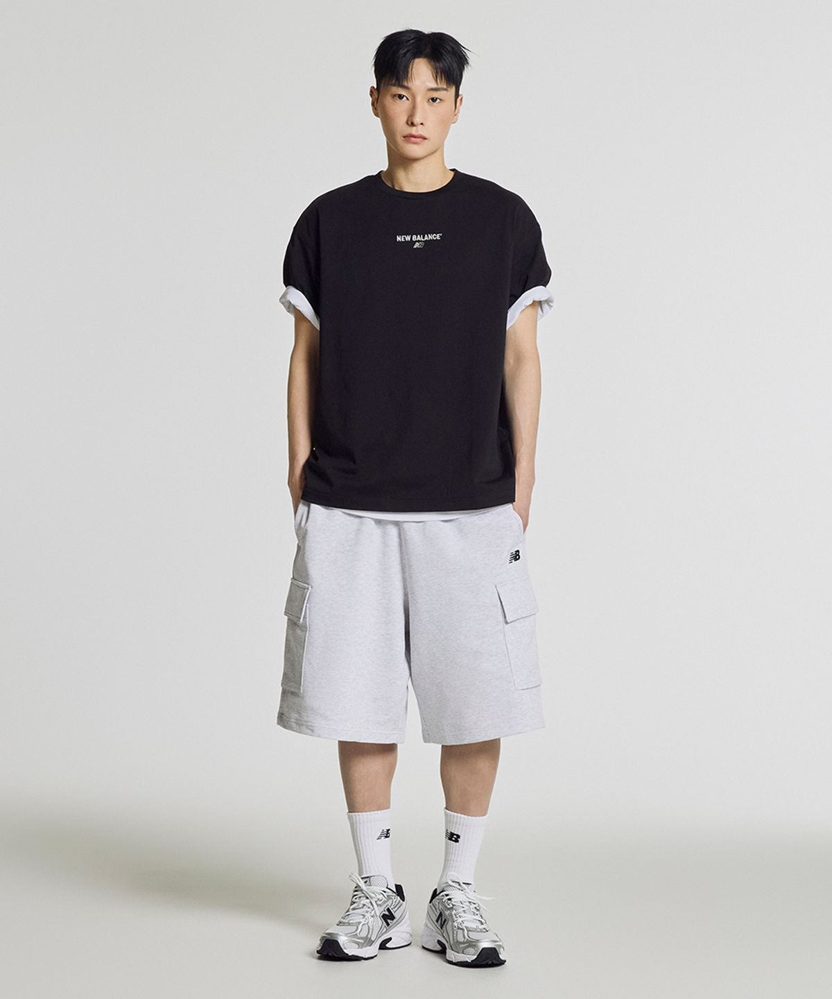 뉴발란스(NEW BALANCE) NBNVG21433 / UNI 헤리티지 5.5부 카고 쇼츠 (LIGHT GRAY)
