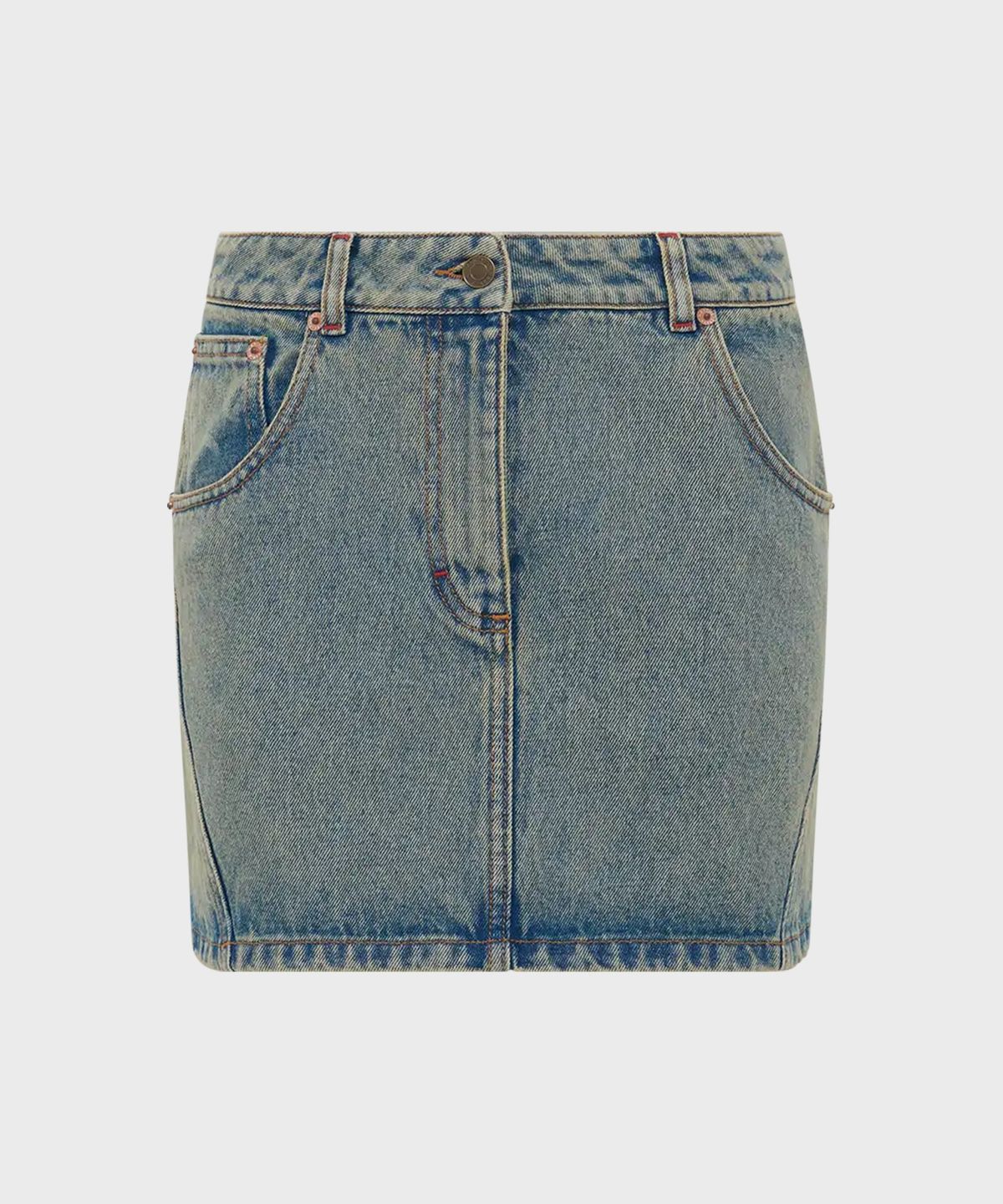 마린 세르(MARINE SERRE) (W) 문 레이저 데님 미니 스커트 라이트 베이지 MOON LASER DENIM MINI SKIRT LIGHT BEIGE