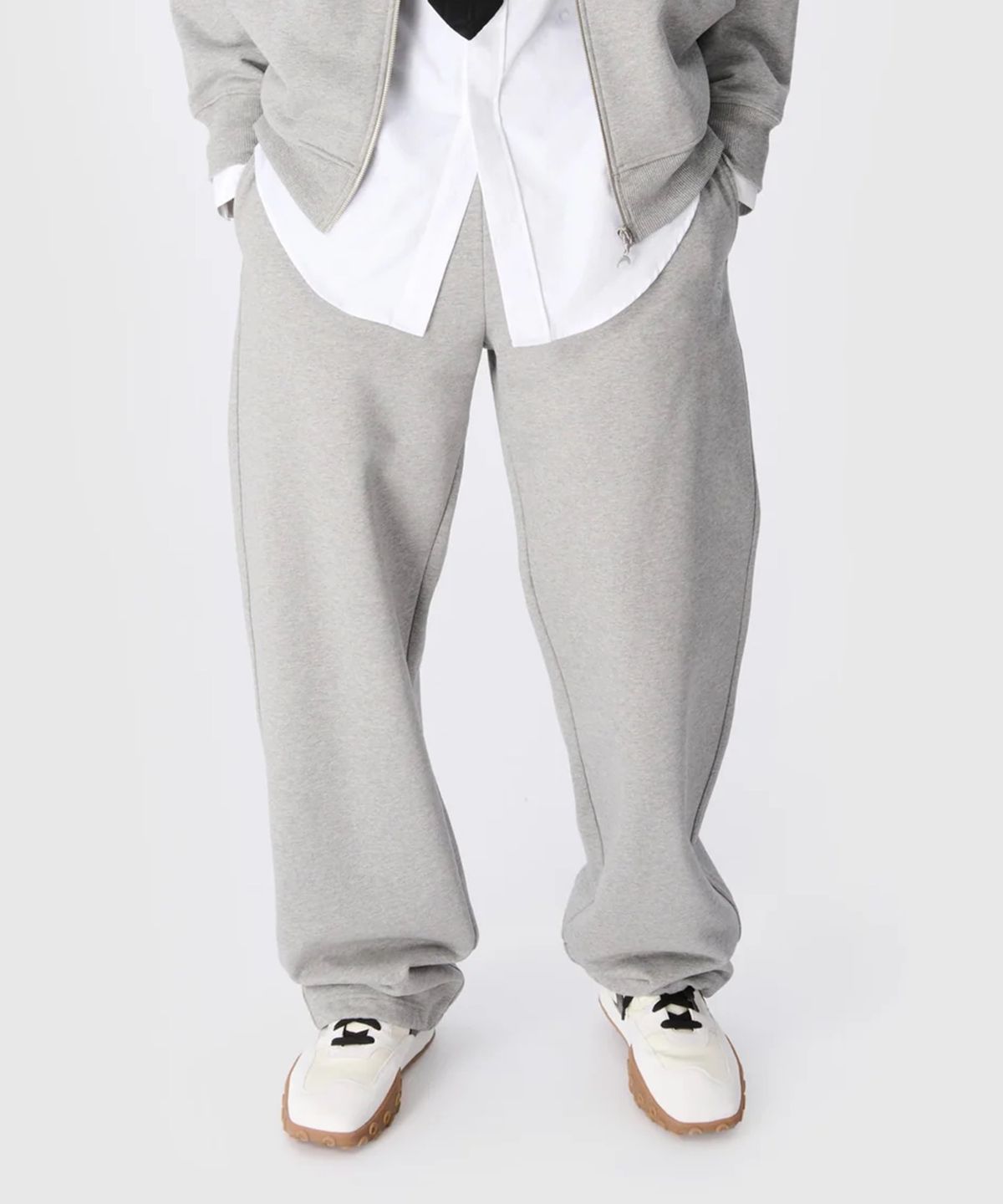 마린 세르(MARINE SERRE) (U) 25SS 문 로고 플리스 스웨트팬츠 그레이 MOON LOGO FLEECE SWEATPANTS GREY