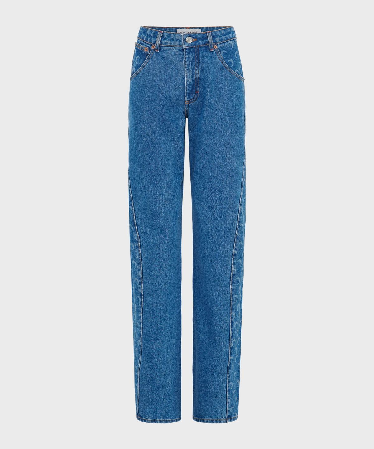 마린 세르(MARINE SERRE) (W) 문 레이저 데님 커브드 진 라이트 블루 MOON LASER DENIM CURVED JEANS LIGHT BLUE