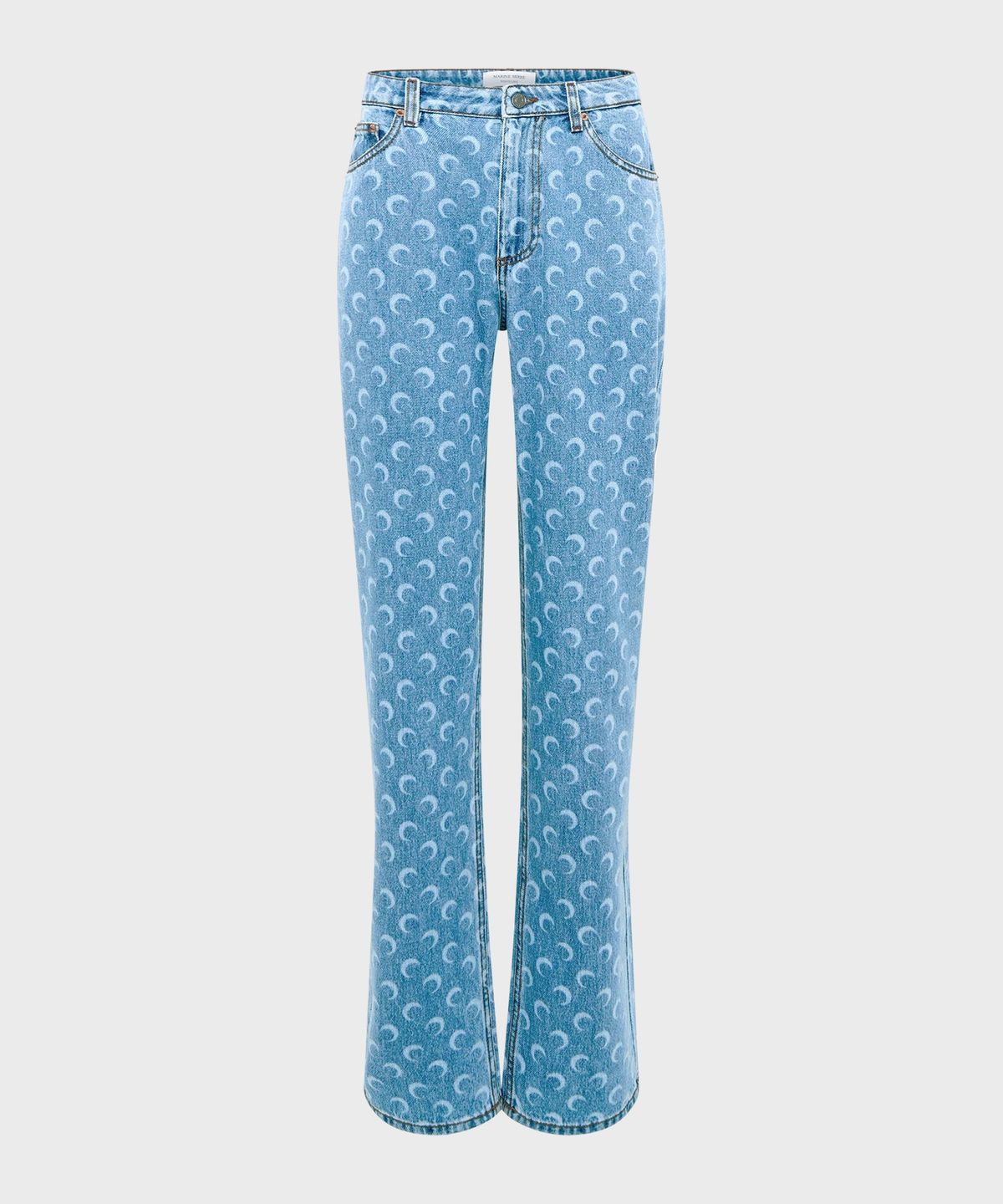 마린 세르(MARINE SERRE) (W) 25SS 문 레이저 데님 루즈 진 라이트 블루 MOON LASER DENIM LOOSE JEANS LIGHT BLUE