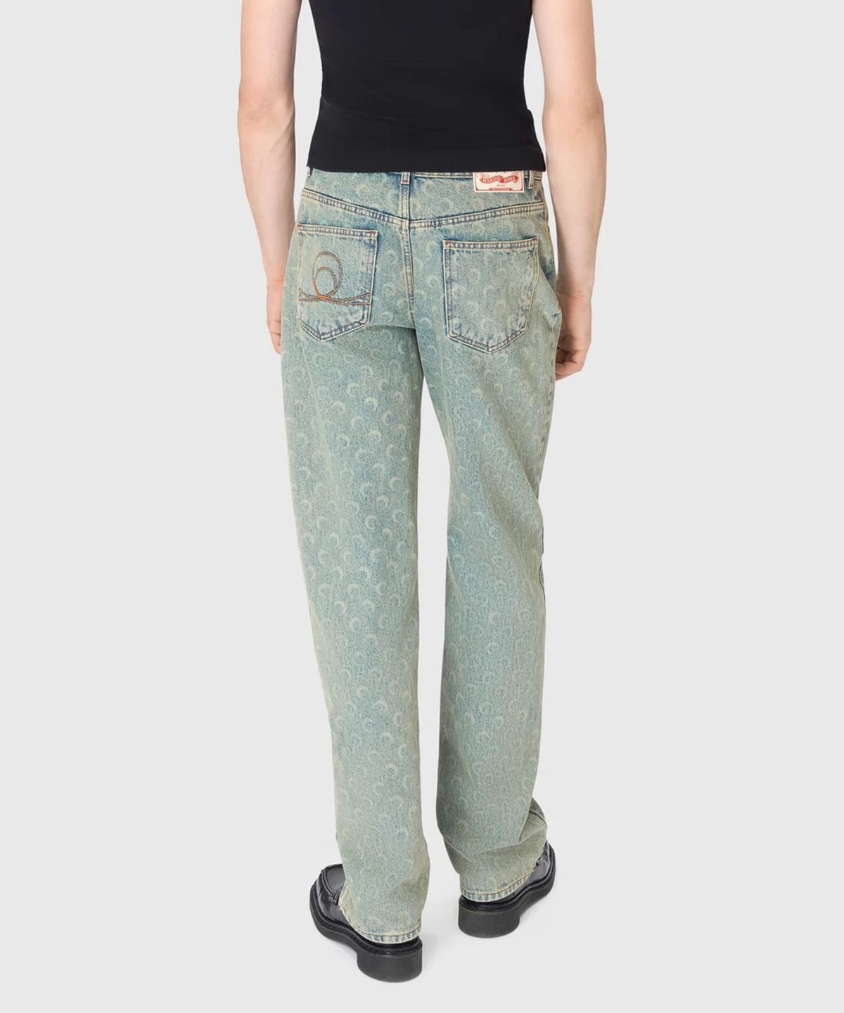 마린 세르(MARINE SERRE) (M) 문 레이저 데님 오버사이즈 진 라이트 베이지 MOON LASER DENIM LOOSE JEANS LIGHT BEIGE