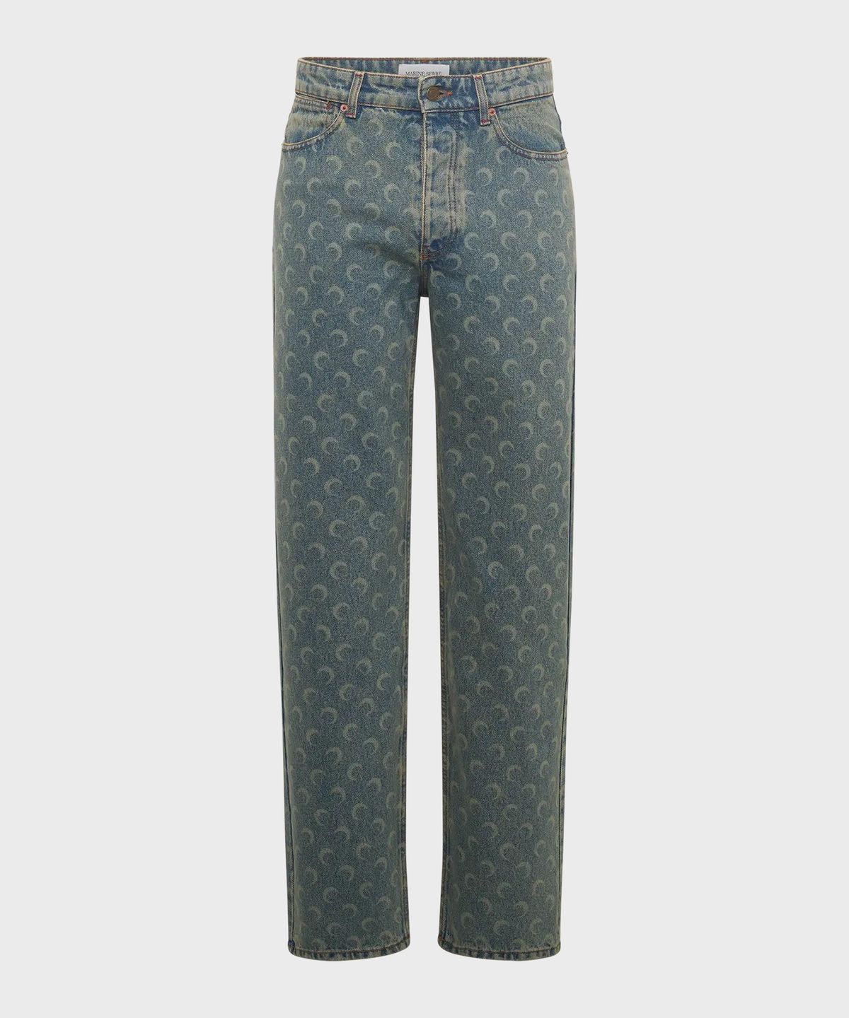 마린 세르(MARINE SERRE) (M) 문 레이저 데님 오버사이즈 진 라이트 베이지 MOON LASER DENIM LOOSE JEANS LIGHT BEIGE