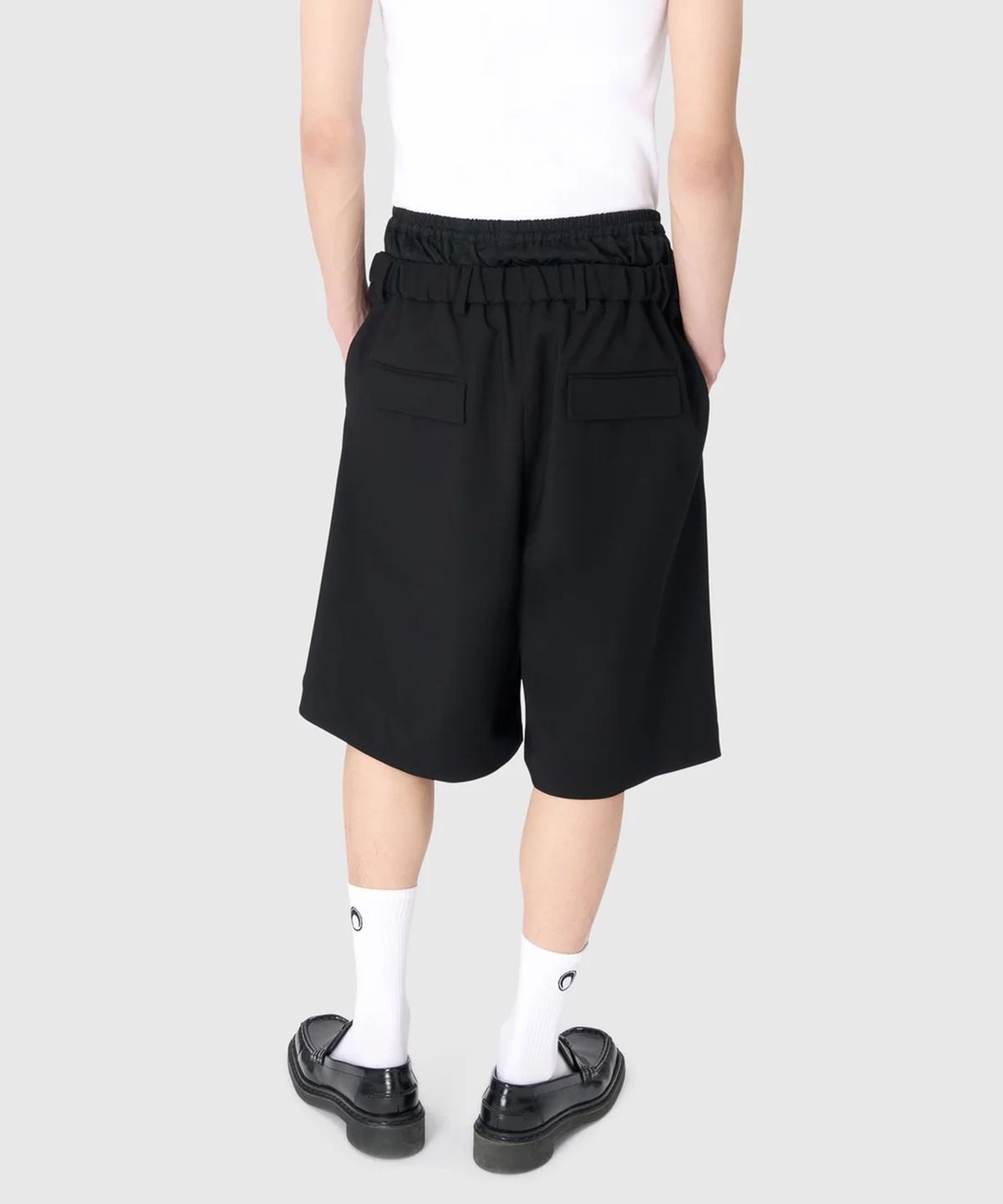 마린 세르(MARINE SERRE) (M) 버진 울 트윌 쇼츠 블랙 VIRGIN WOOL TWILL SHORTS BLACK
