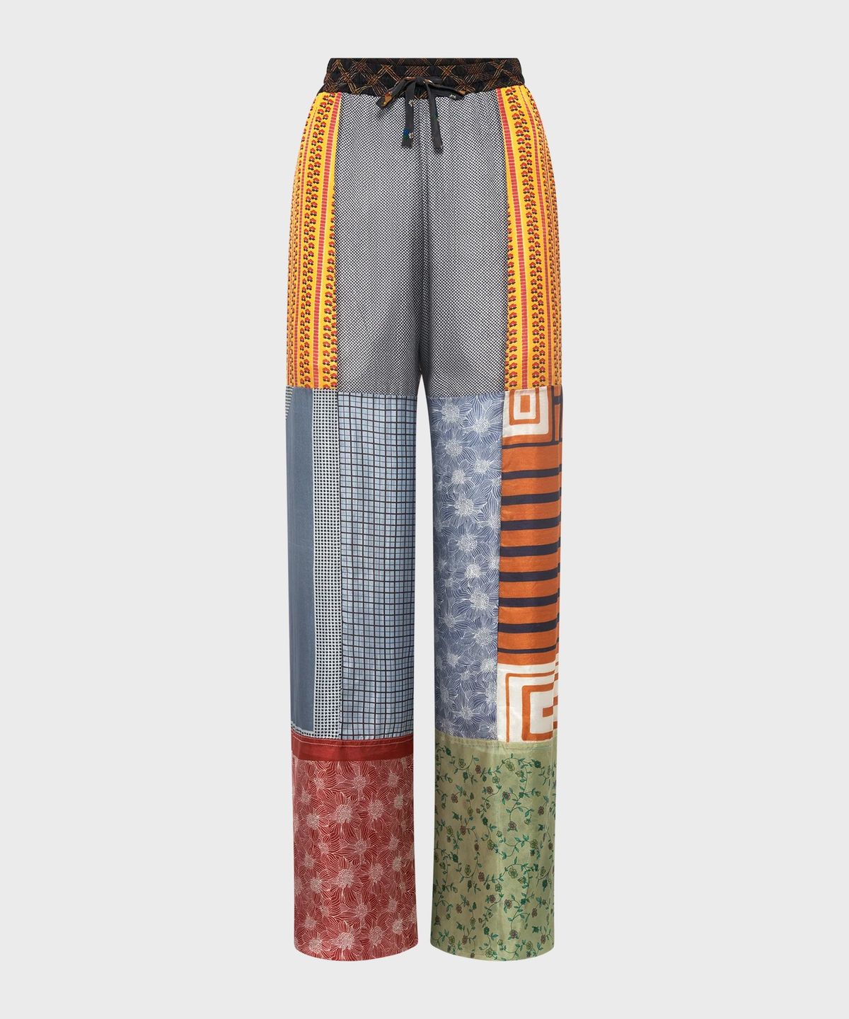 마린 세르(MARINE SERRE) (U) 리제너레이티드 실크 스카프 드로우스트링 트라우저 멀티 REGENERATED SILK SCARVES DRAWSTRING TROUSERS MULTICOLOR