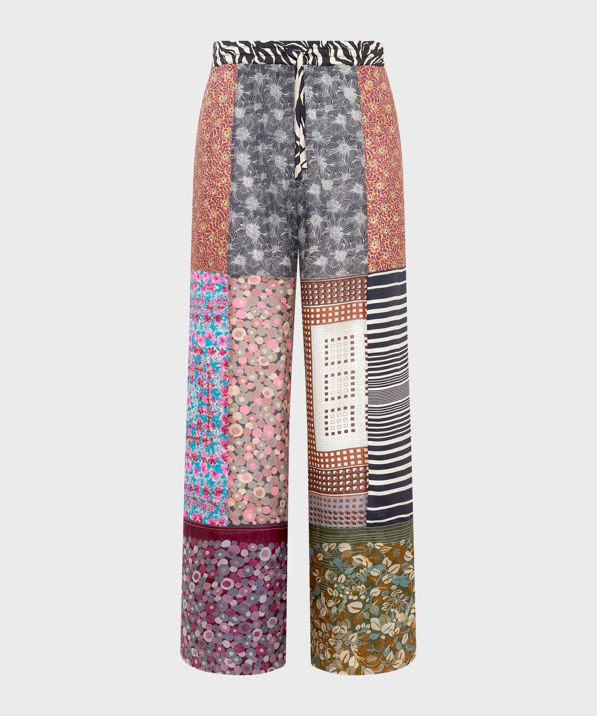 마린 세르(MARINE SERRE) (U) 리제너레이티드 실크 스카프 드로우스트링 트라우저 멀티 REGENERATED SILK SCARVES DRAWSTRING TROUSERS MULTICOLOR
