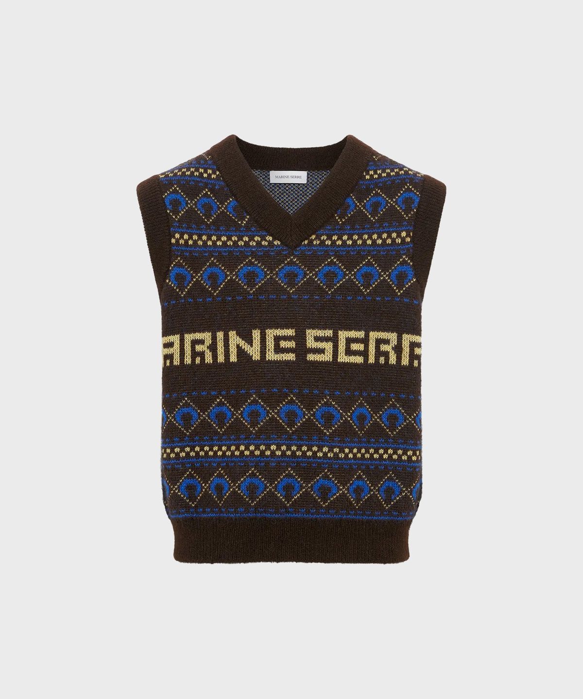 마린 세르(MARINE SERRE) (U) 자카드 니트 베스트 딥 브라운 JACQUARD KNIT VEST DEEP BROWN