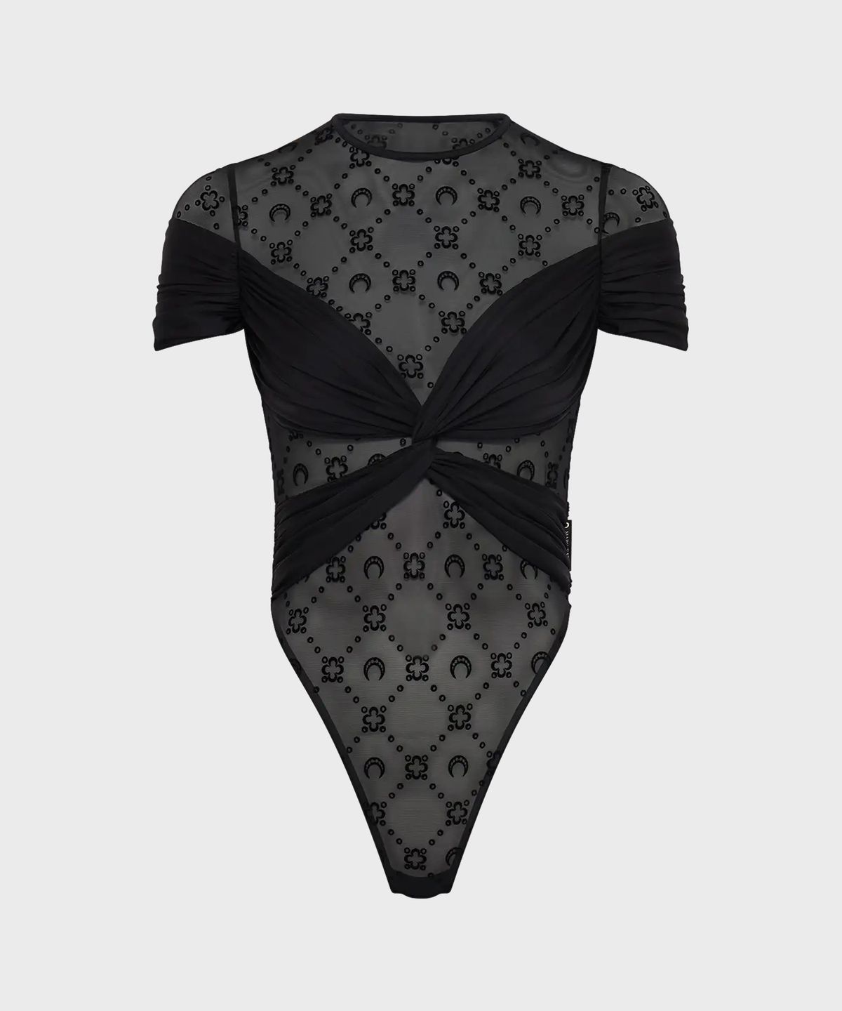 마린 세르(MARINE SERRE) (W) 드레이프 저지 바디 탑 블랙 DRAPED JERSEY BODY BLACK