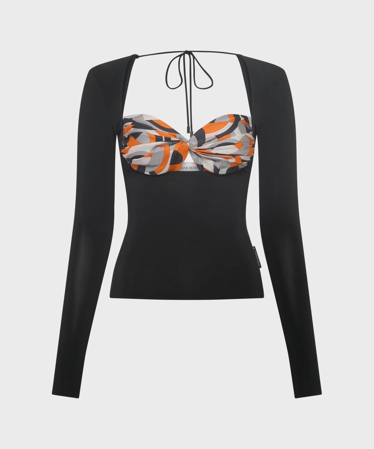 마린 세르(MARINE SERRE) (W) 리제너레이티드 실크 스카프 드레이프 탑 멀티 REGENERATED SILK SCARVES DRAPED TOP MULTICOLOR