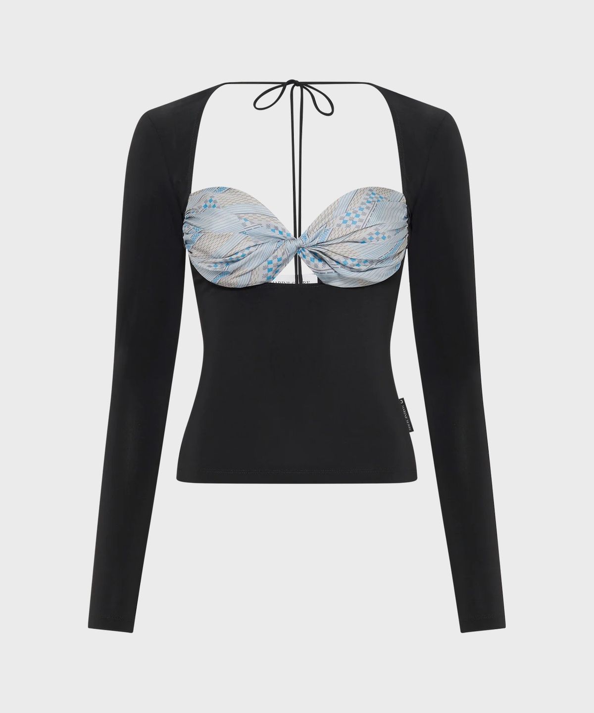 마린 세르(MARINE SERRE) (W) 리제너레이티드 실크 스카프 드레이프 탑 멀티 REGENERATED SILK SCARVES DRAPED TOP MULTICOLOR