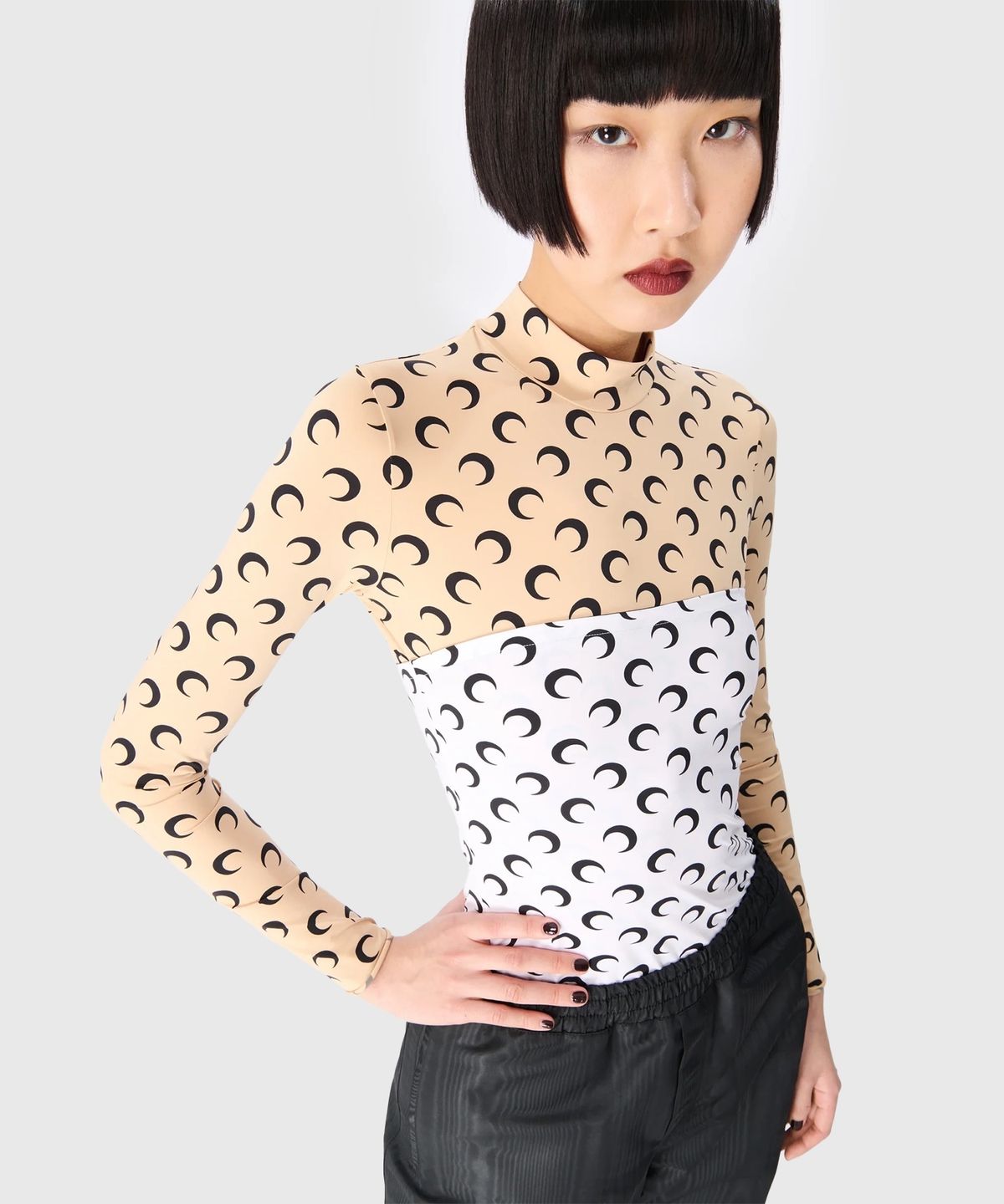 마린 세르(MARINE SERRE) (W) 리사이클드 문 저지 튜브 탑 화이트 RECYCLED MOON JERSEY SS TUBE TOP OPTICAL WHITE