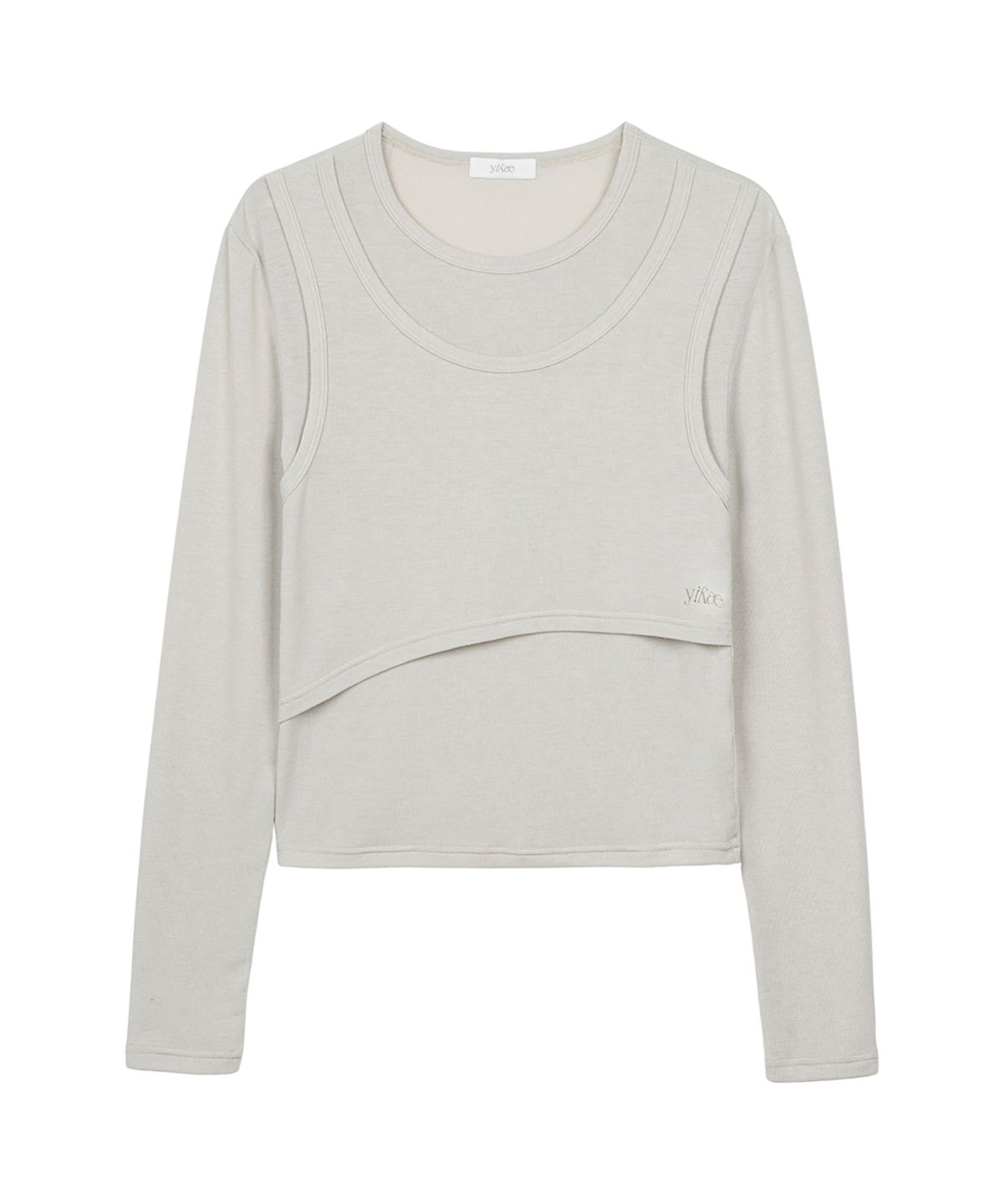 이예(YIYAE) Ensemble Overlay Curve Layered Sleeve Light Grey