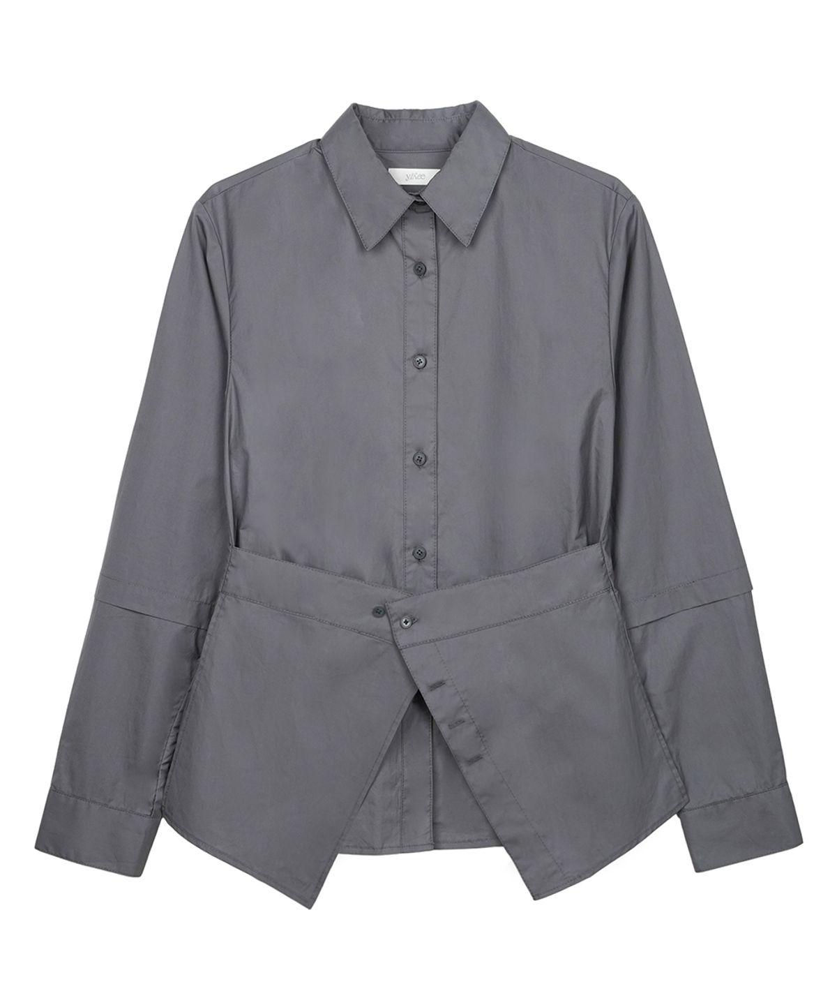 이예(YIYAE) Structured Layered Slim Shirts Charcoal
