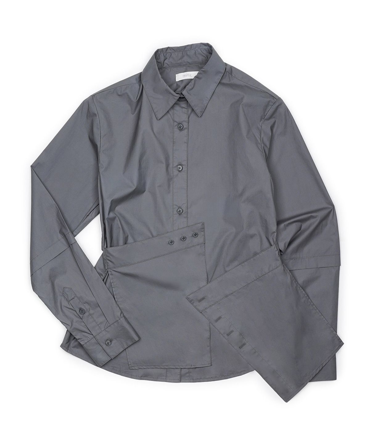 이예(YIYAE) Structured Layered Slim Shirts Charcoal