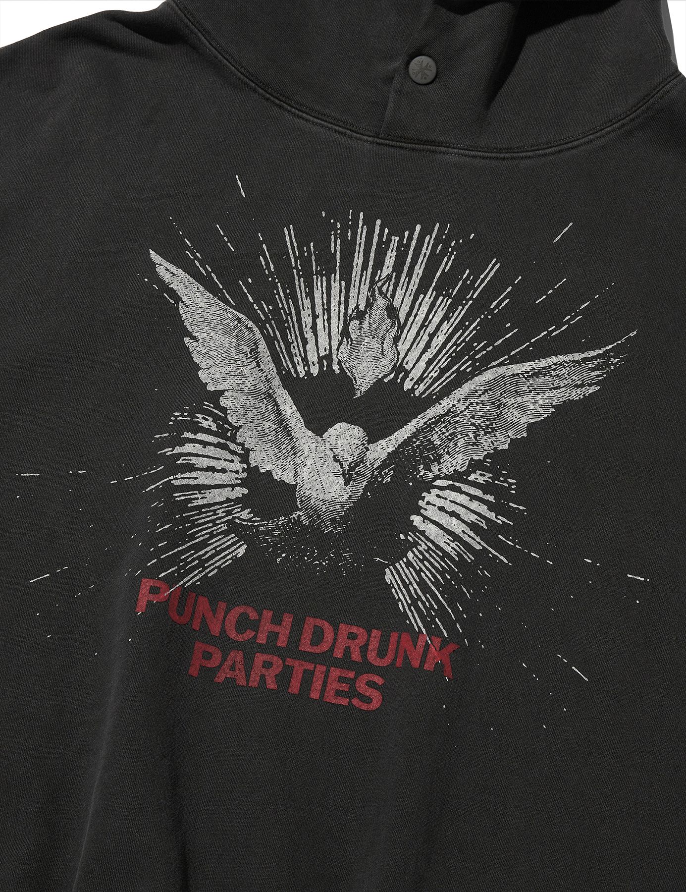 【PUNCH DRUNK PARTIES】Dovey Dovey Garment Dyed Hoodieフード Dovey Dovey Garment Dyed Hoodie (CHARCOAL) - PUNCH DRUNK PARTIES