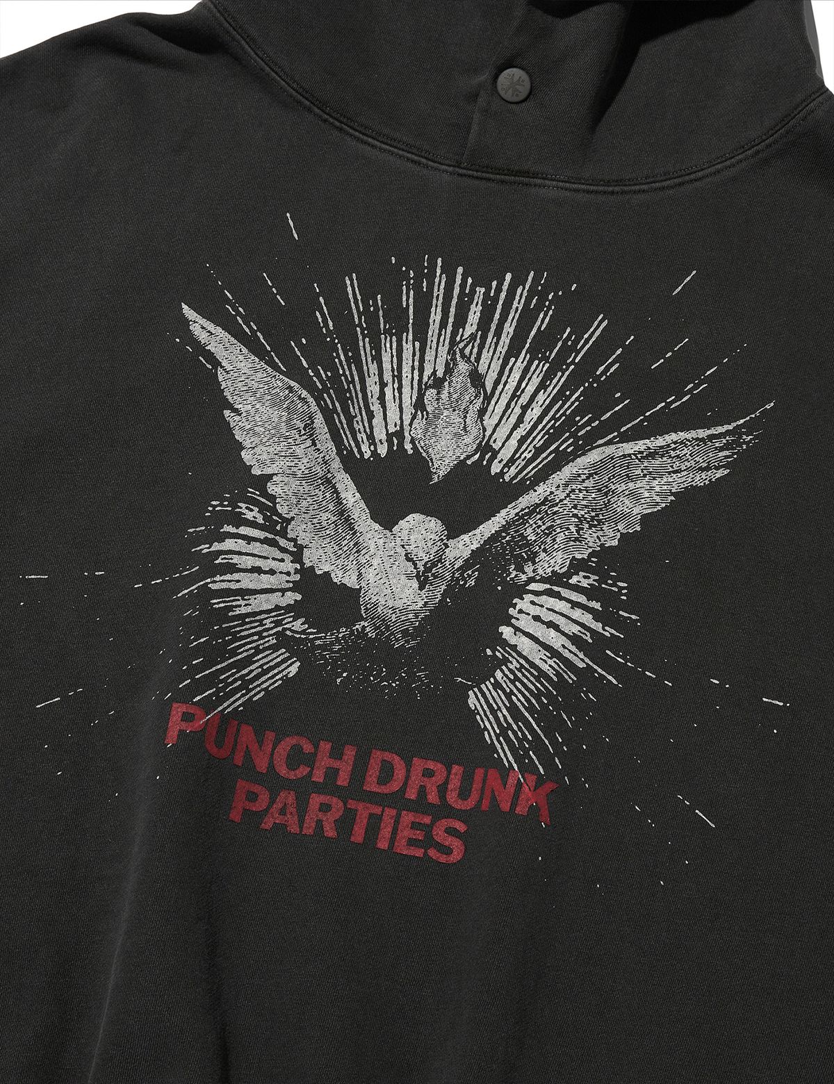 펀치드렁크파티즈(PUNCH DRUNK PARTIES) Dovey Dovey Garment Dyed Hoodie (CHARCOAL)
