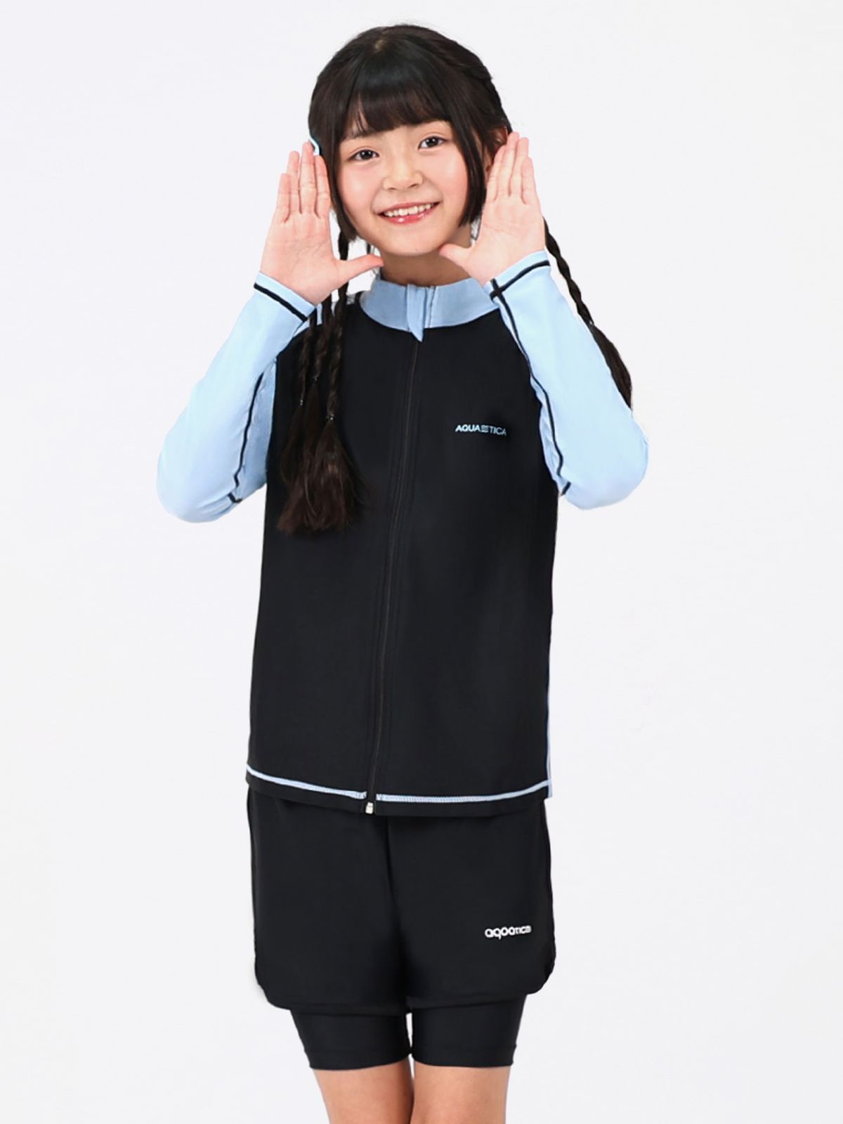 아쿠아티카(AQUATICA) 아동 래쉬가드 AQAJJ451+AQA420 반바지3부워터레깅스 스판수모3종세트