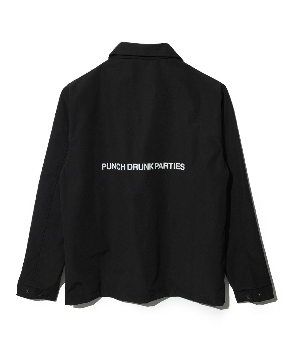 펀치드렁크파티즈(PUNCH DRUNK PARTIES) Circle Logo Coach Jacket (BLACK)