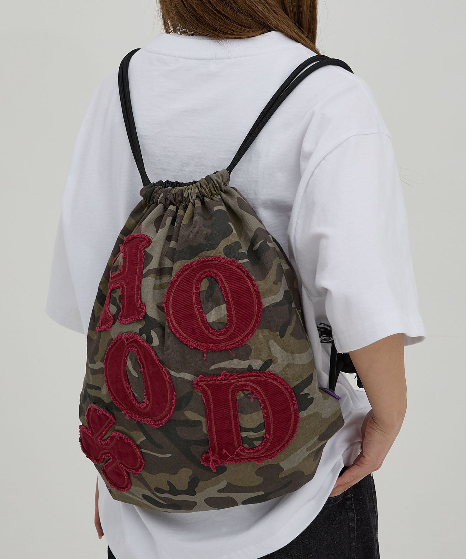 ●HOODHOOD● HOOD APPLIQUE STRINGBACK CAMO HDBE01AC04-1 MUSINSA | HOODHOOD HOOD APPLIQUE STRINGBACK CAMO