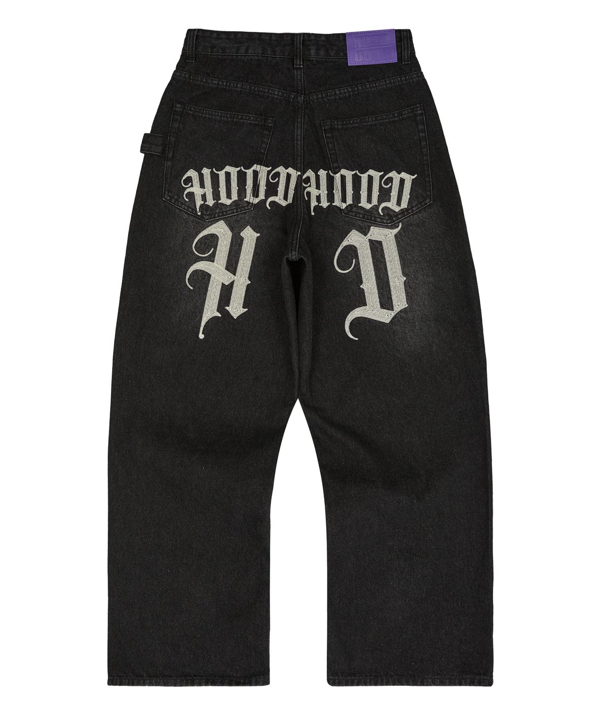 후드후드(HOODHOOD) HD 체인 자수 데님 팬츠 블랙