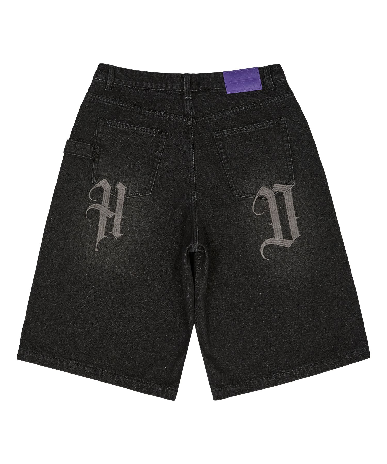 MUSINSA | HOODHOOD Star Logo Carpenter Bermuda Pants Black