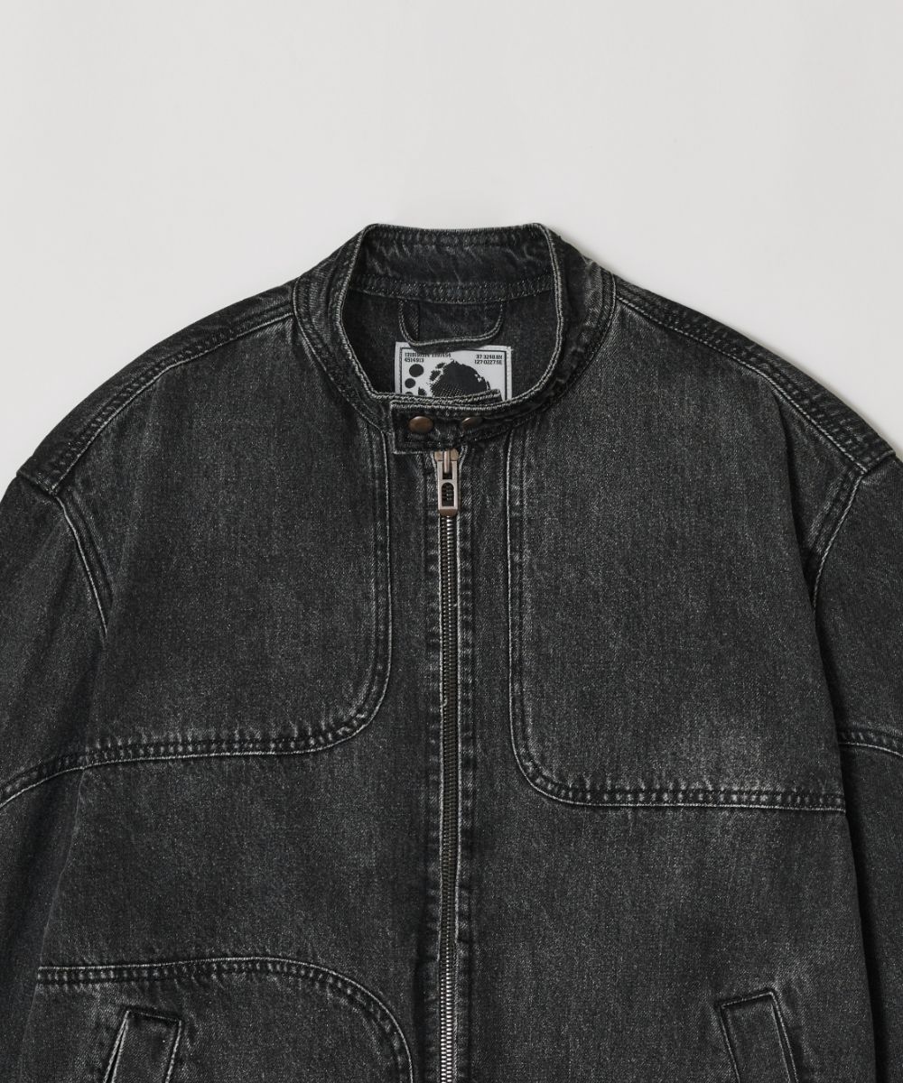 【MAISON MINED】22FW★ BREAK UP BIKER DENIM JACKET MUSINSA公式 | MAISON MINED OBLATE BIKER DENIM JACKET BLACK