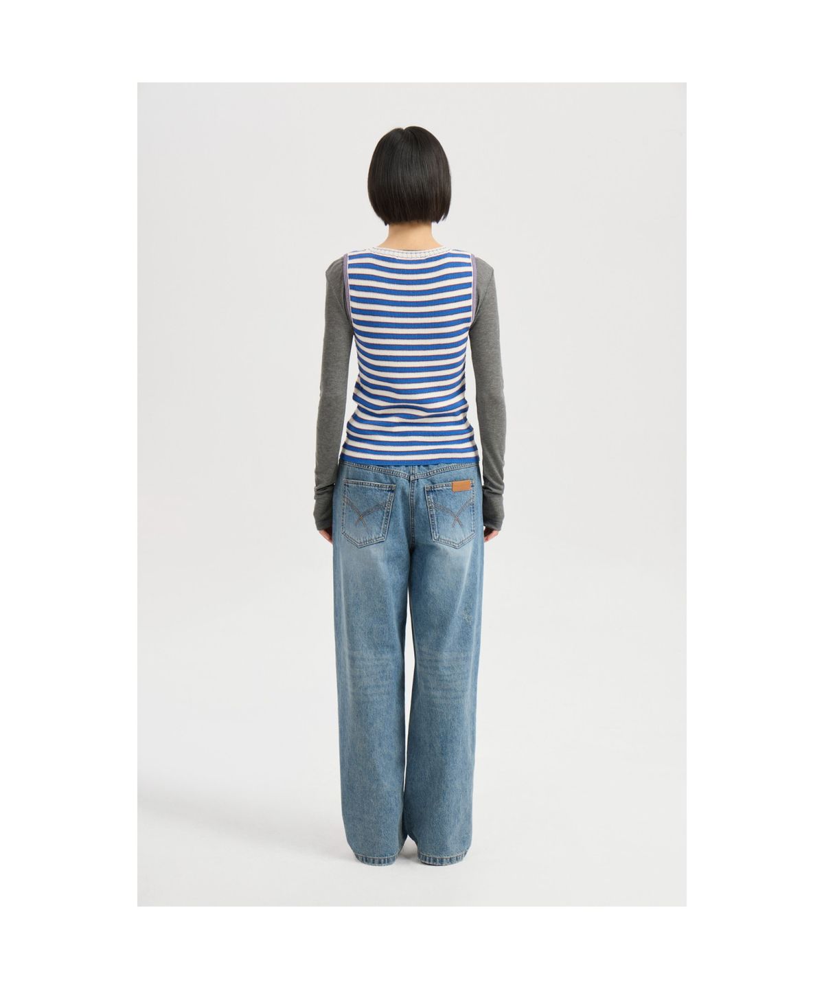 럭키슈에뜨(LUCKY CHOUETTE) [Atelier] Mesh Slim Fit Long Sleeve T-shirt (melange grey) LFTAM25835GYM