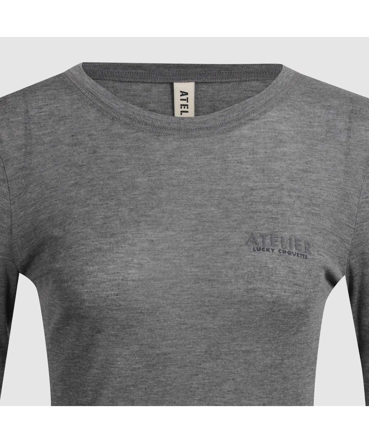 럭키슈에뜨(LUCKY CHOUETTE) [Atelier] Mesh Slim Fit Long Sleeve T-shirt (melange grey) LFTAM25835GYM
