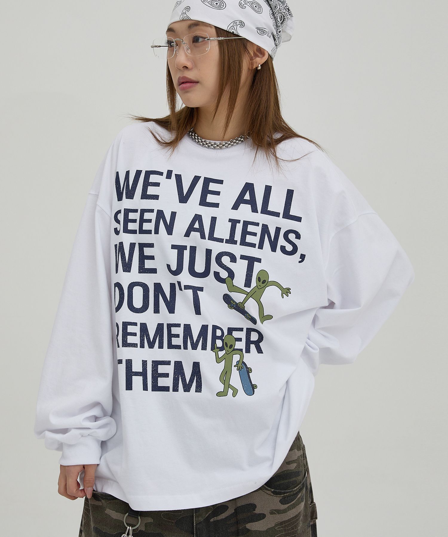 ◆HOODHOOD◆ Alien Vintage Graphic Long Sleeve White HDBE01T MUSINSA | HOODHOOD Alien Vintage Graphic Long Sleeve White