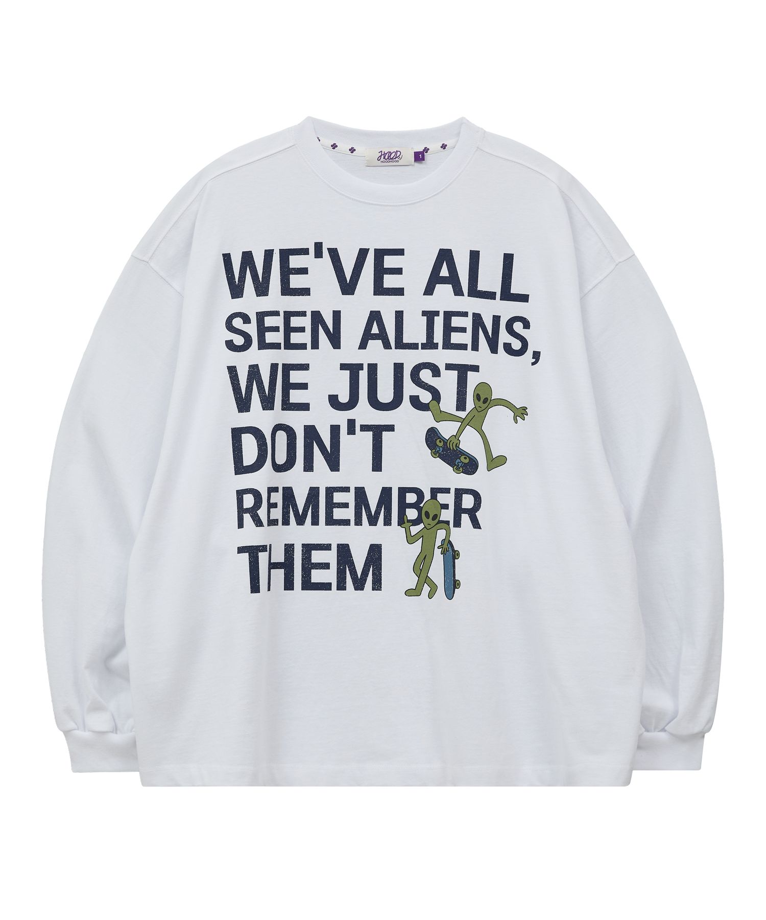 ◆HOODHOOD◆ Alien Vintage Graphic Long Sleeve White HDBE01T Alien Vintage Graphic Long Sleeve - HOODHOOD | 60% - Asian