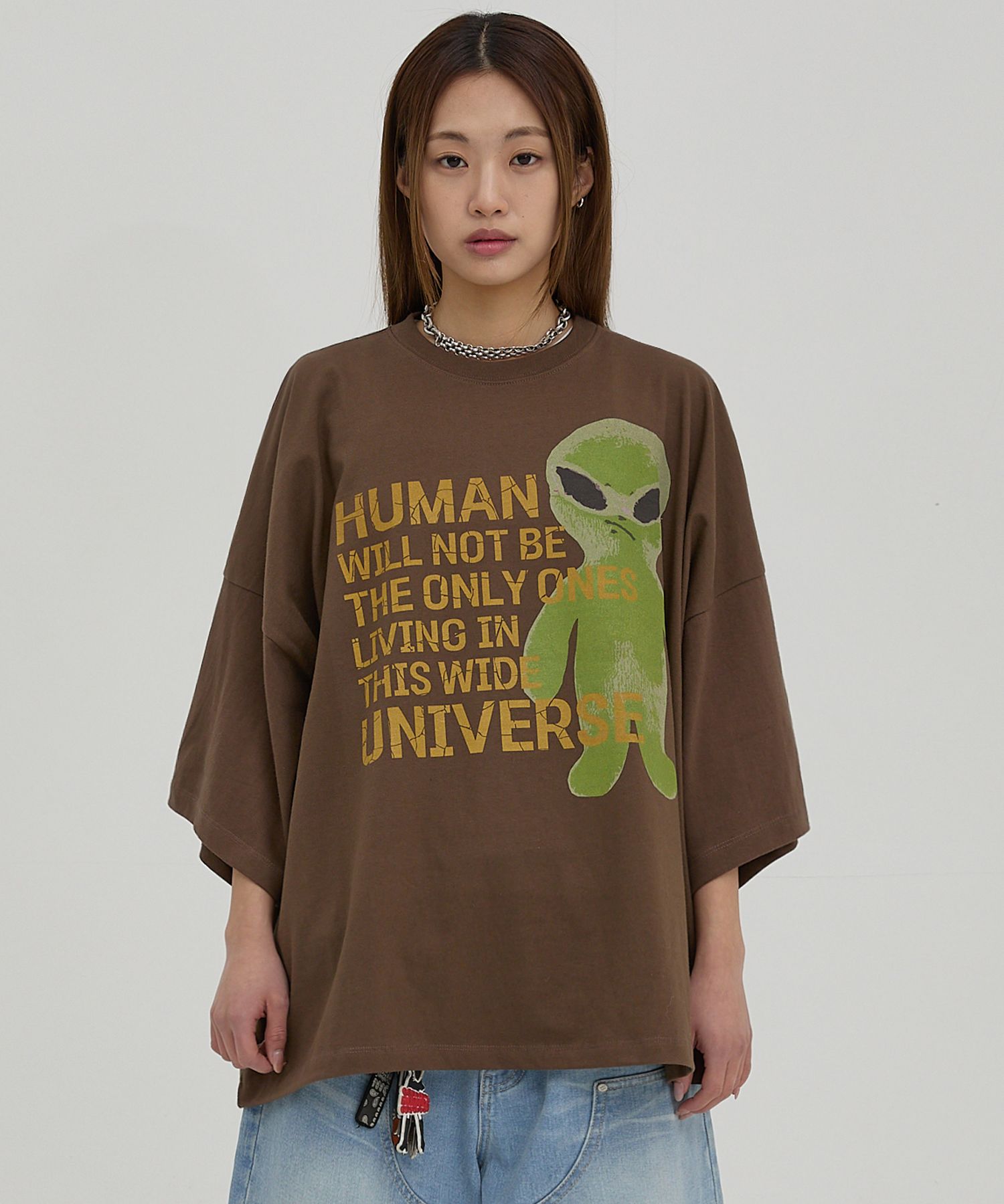 HOODHOOD ♥ Alien slogan overfit short sleeve t-shirt MUSINSA | HOODHOOD Alien slogan overfit short sleeve t-shirt