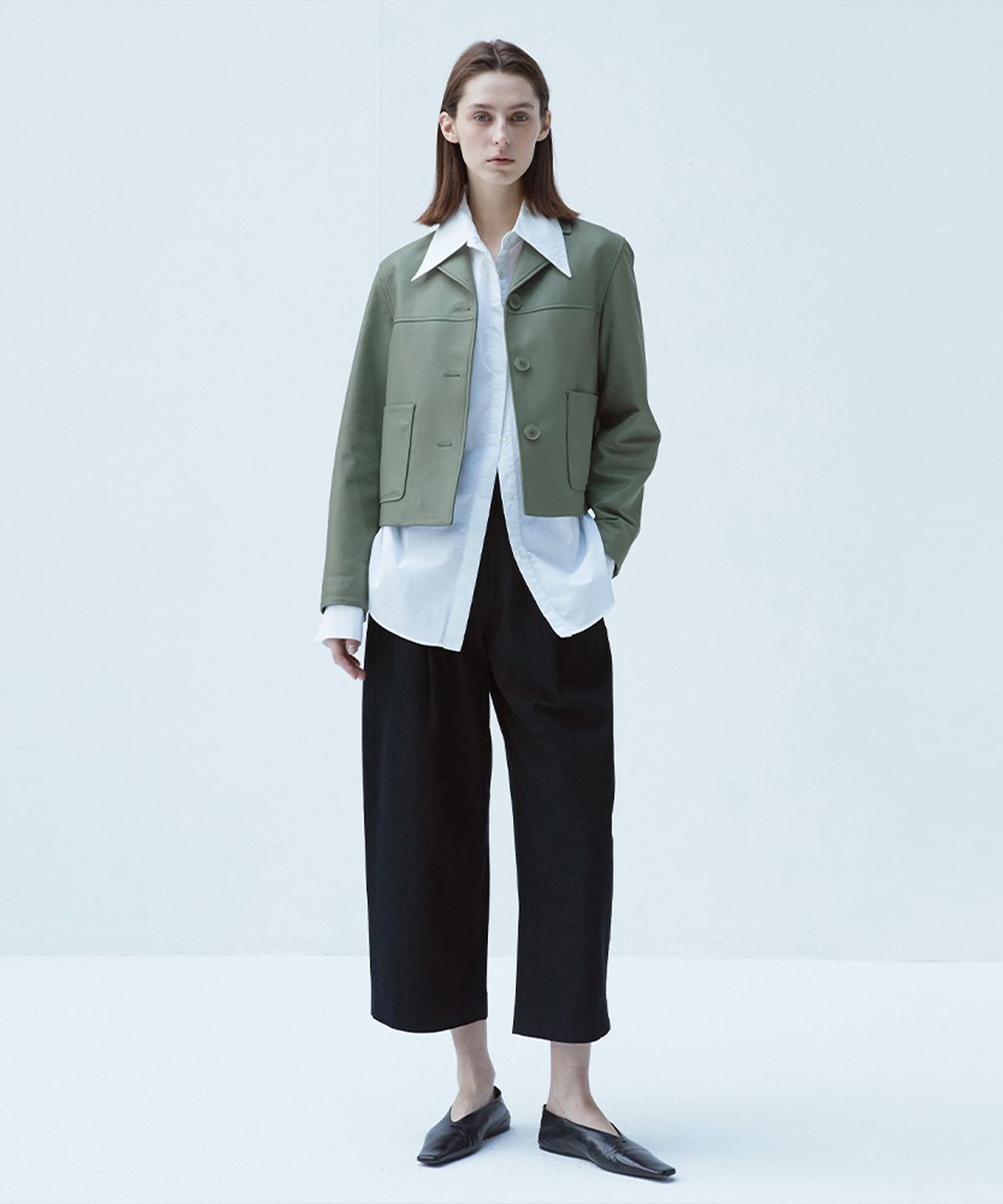 베르데마르(VERDEMAR) European Dupont Lambskin Three Button JK_Olive Khaki