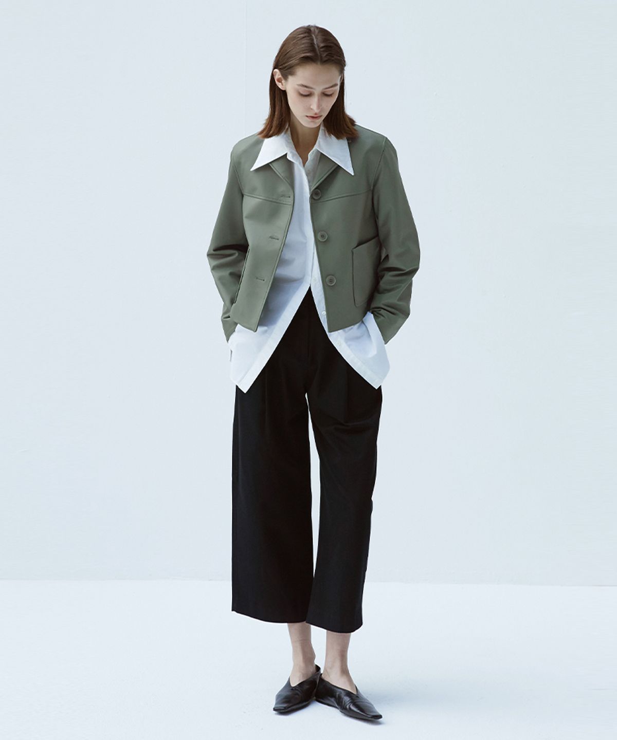 베르데마르(VERDEMAR) European Dupont Lambskin Three Button JK_Olive Khaki
