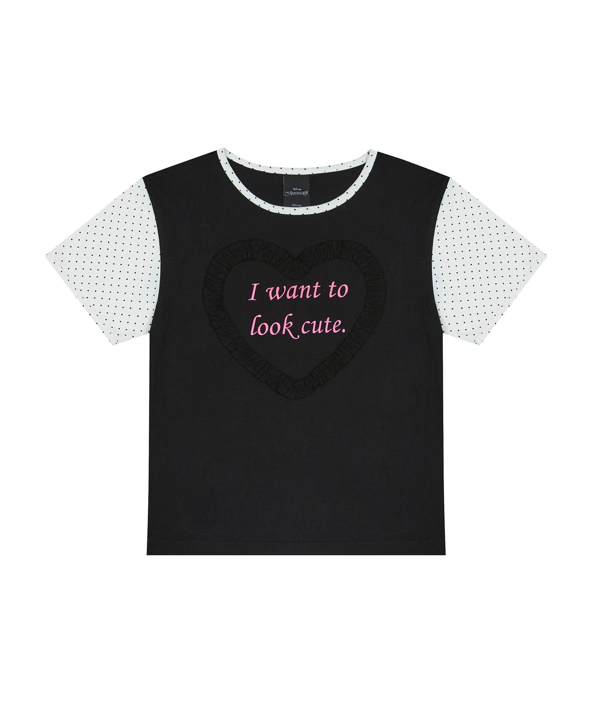 러브이즈트루(LUVISTRUE) [MARIE] FRILL LETTERING TEE(BLACK)