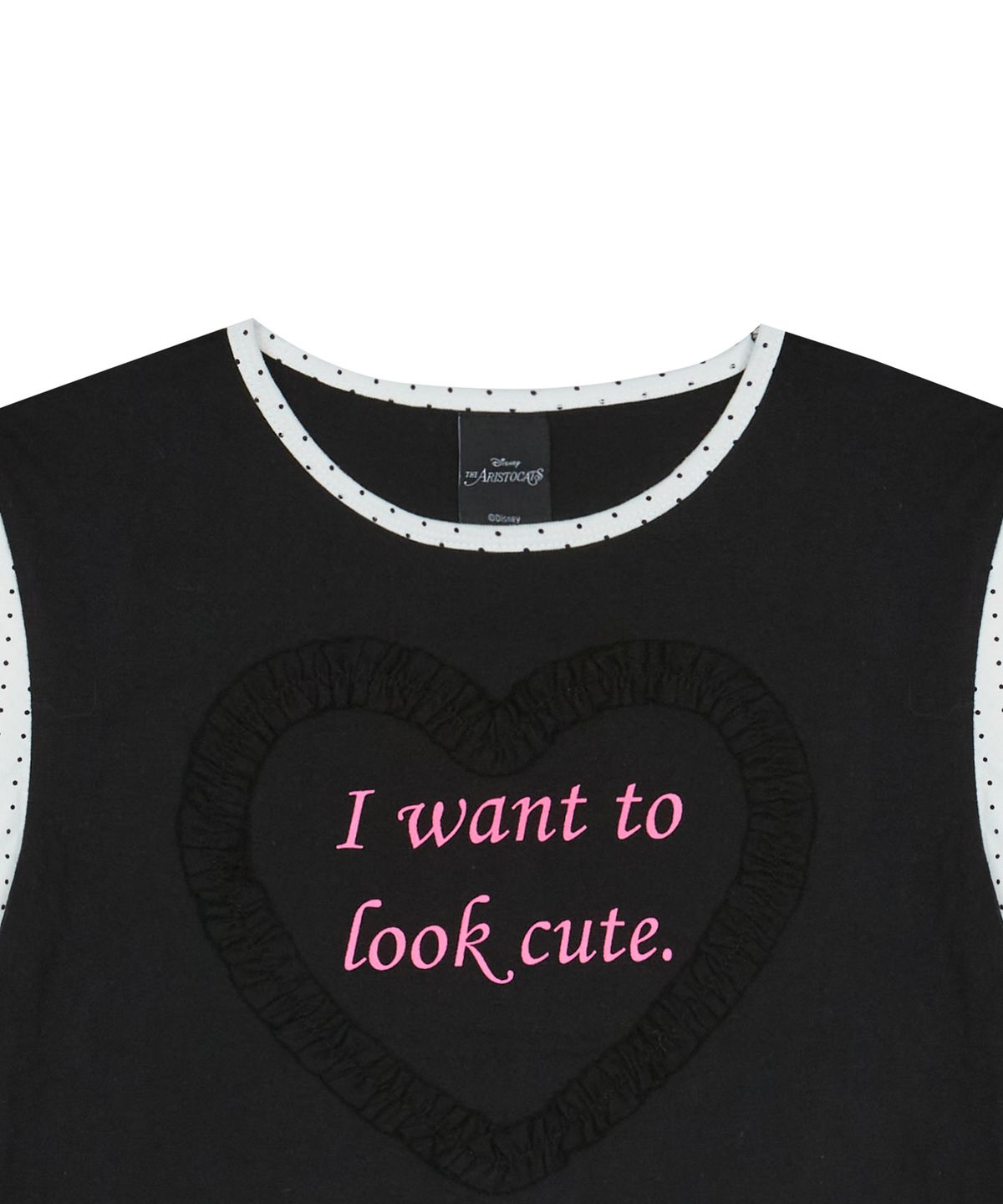 러브이즈트루(LUVISTRUE) [MARIE] FRILL LETTERING TEE(BLACK)