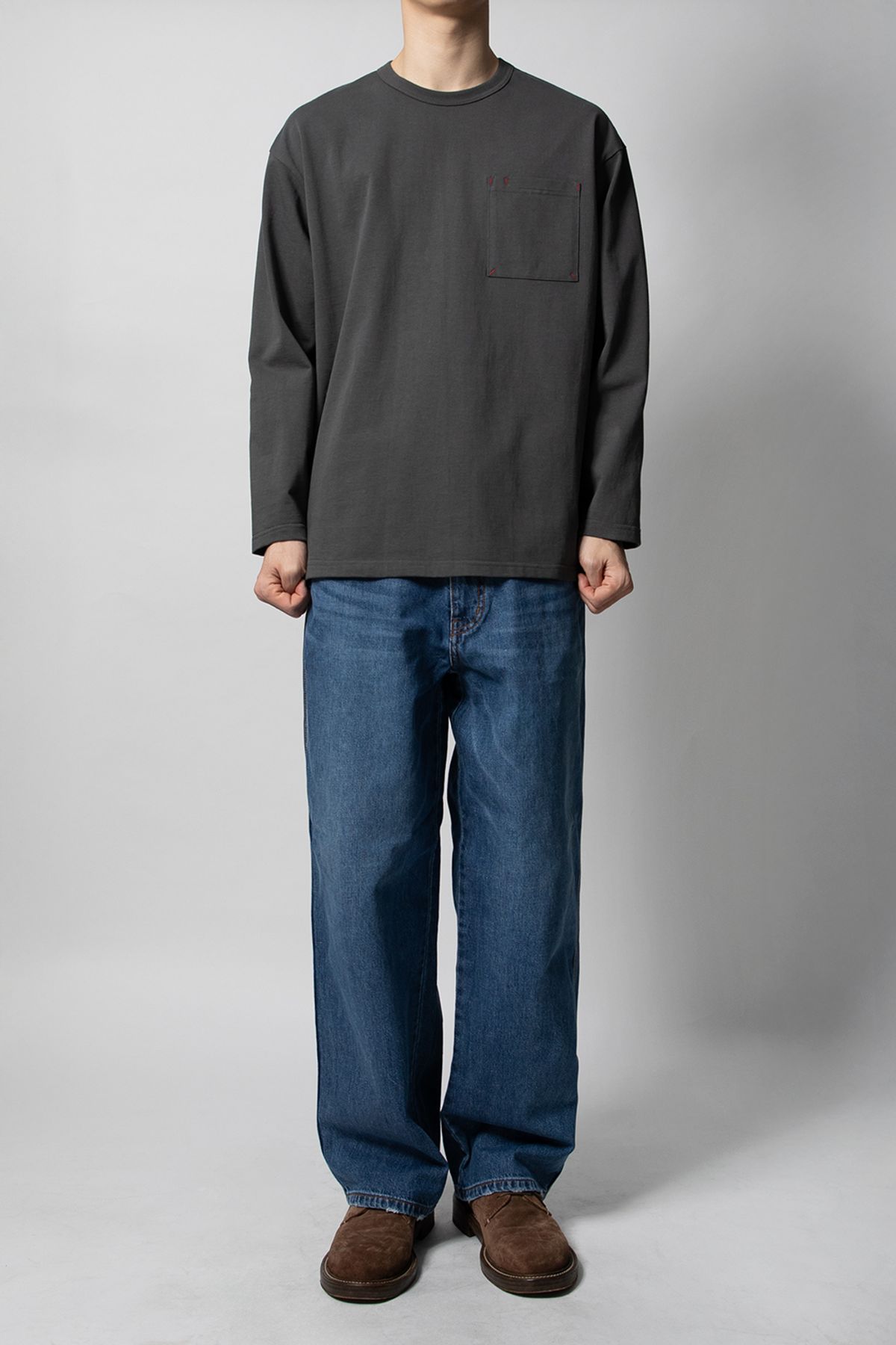 홀리선(HORLISUN) Blueborn Tapered Nep Denim Pants Normal Navy