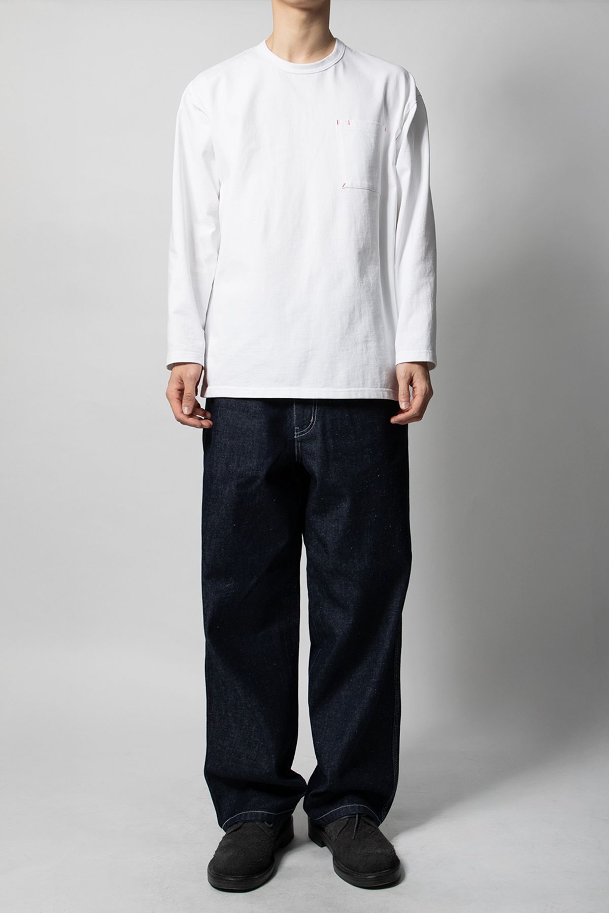 홀리선(HORLISUN) Blueborn Tapered Nep Denim Pants Dark Navy