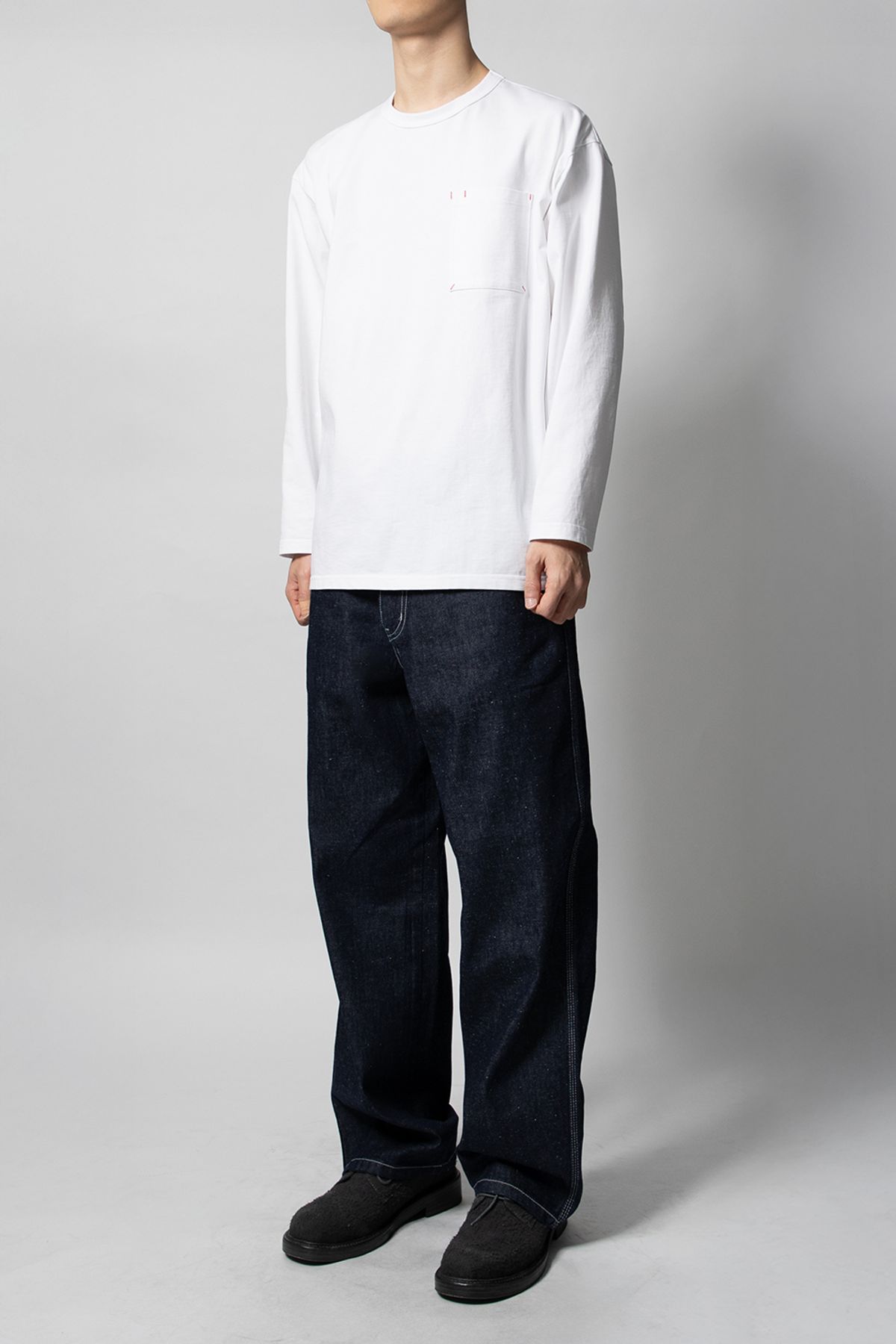 홀리선(HORLISUN) Blueborn Tapered Nep Denim Pants Dark Navy