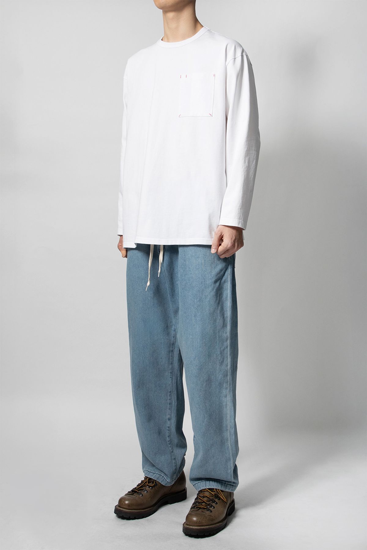 홀리선(HORLISUN) Cove Drape Loose Denim Pants Light Blue