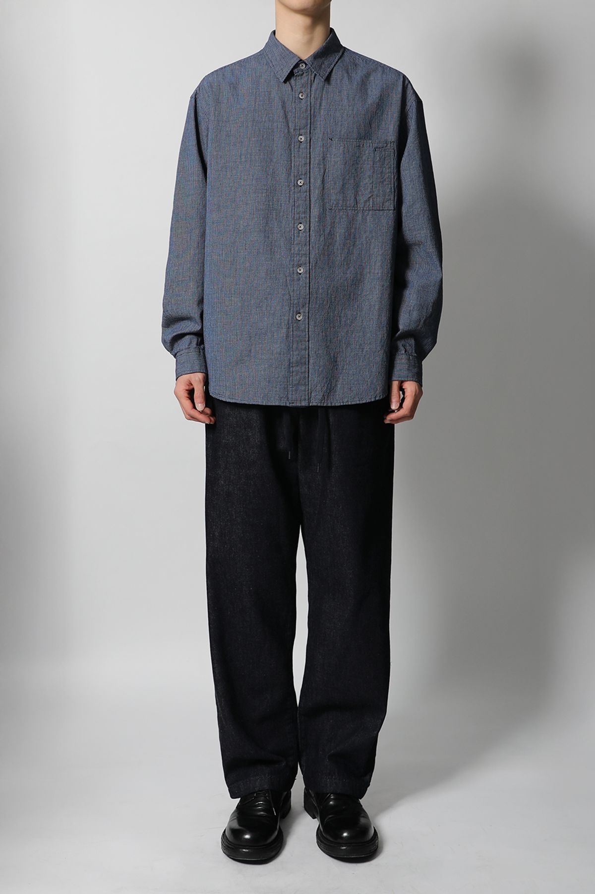 홀리선(HORLISUN) Cove Drape Loose Denim Pants Dark Navy